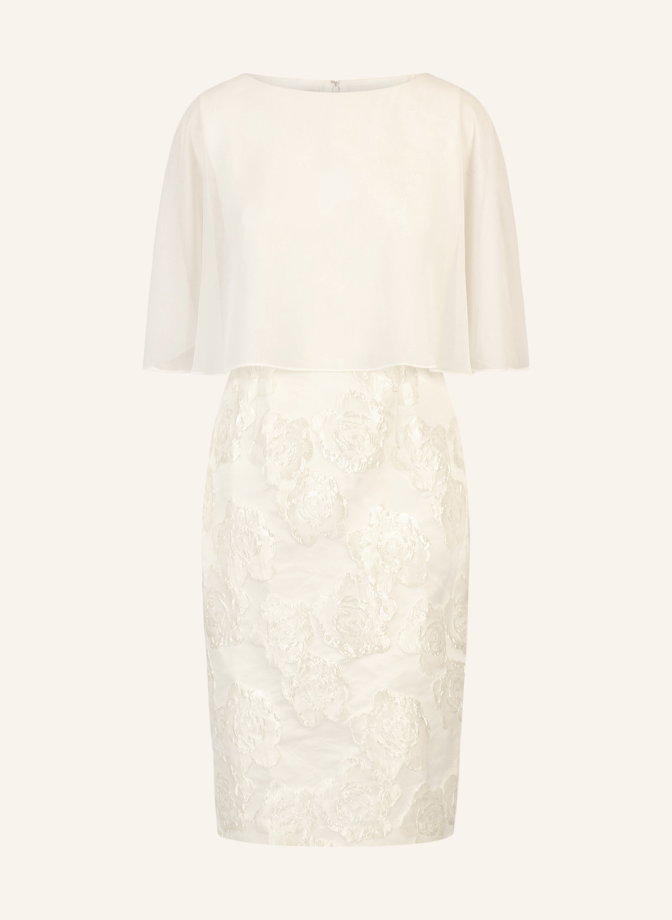 APART Jacquardkleid mit Chiffoncape: CREME