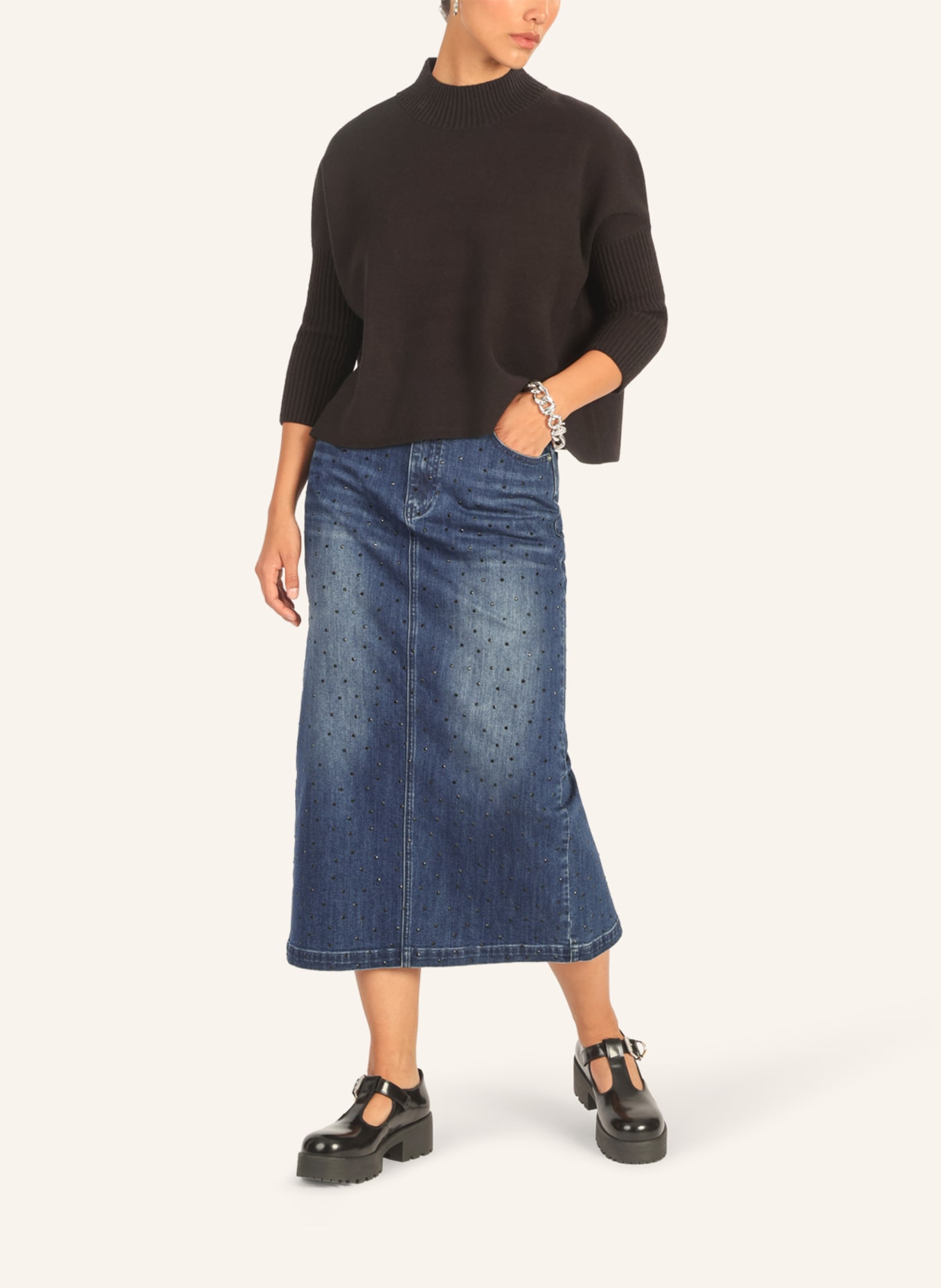 APART Jeansrock mit Kristallsteinen: BLAU