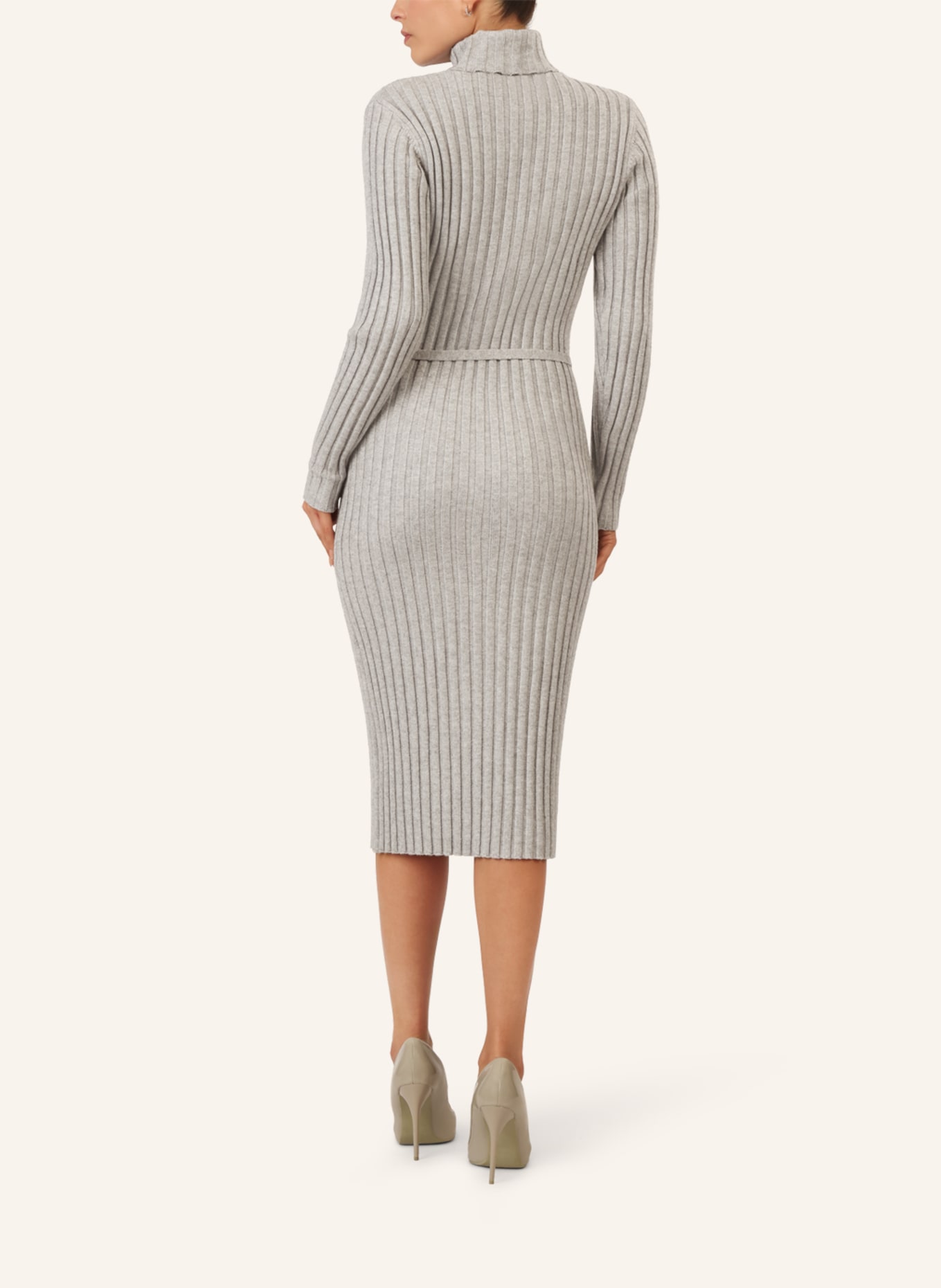 APART Midistrickkleid: GRAU/ WEISS