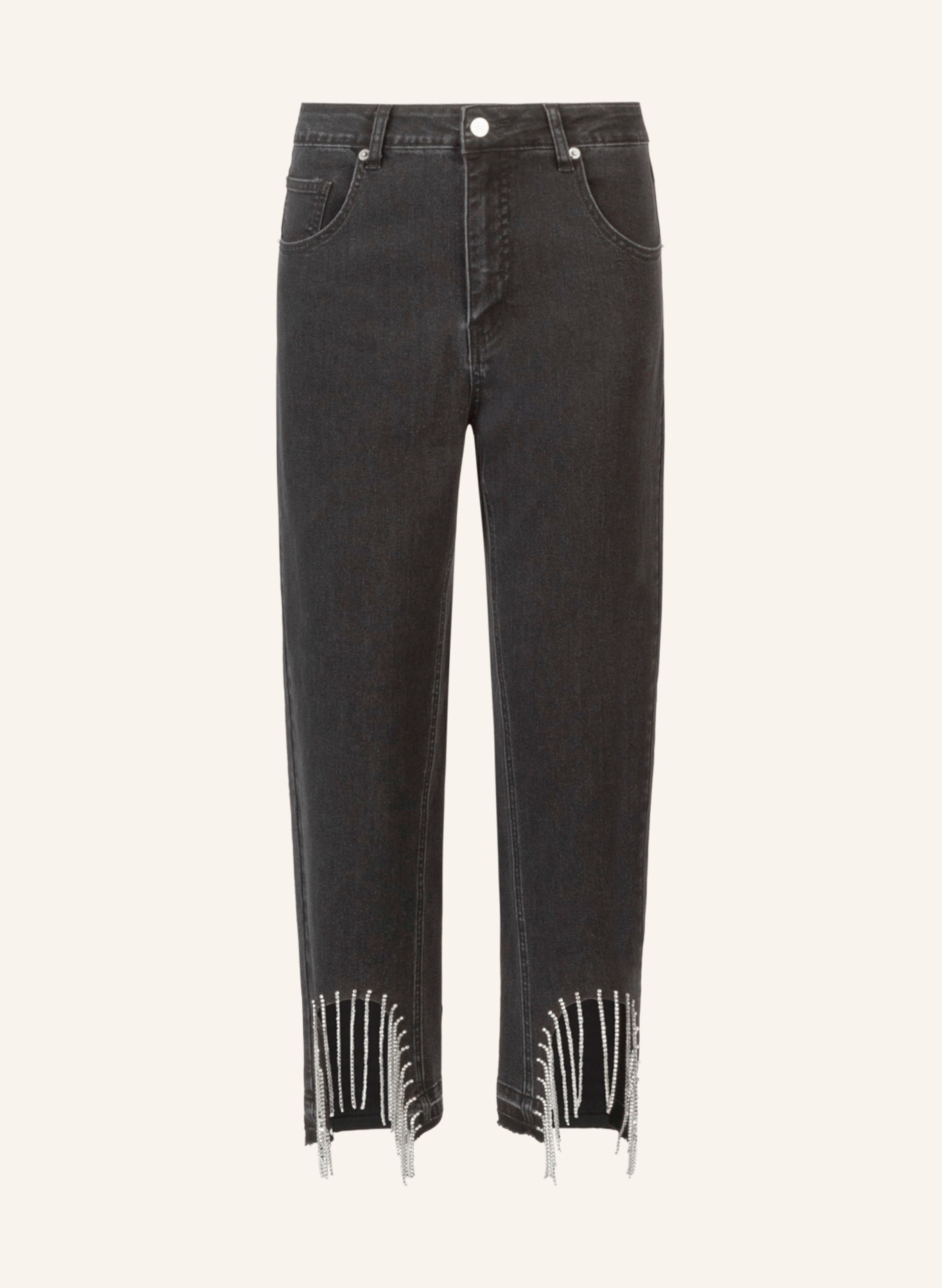 APART Mom Jeans mit Kristallsteinen: SCHWARZ