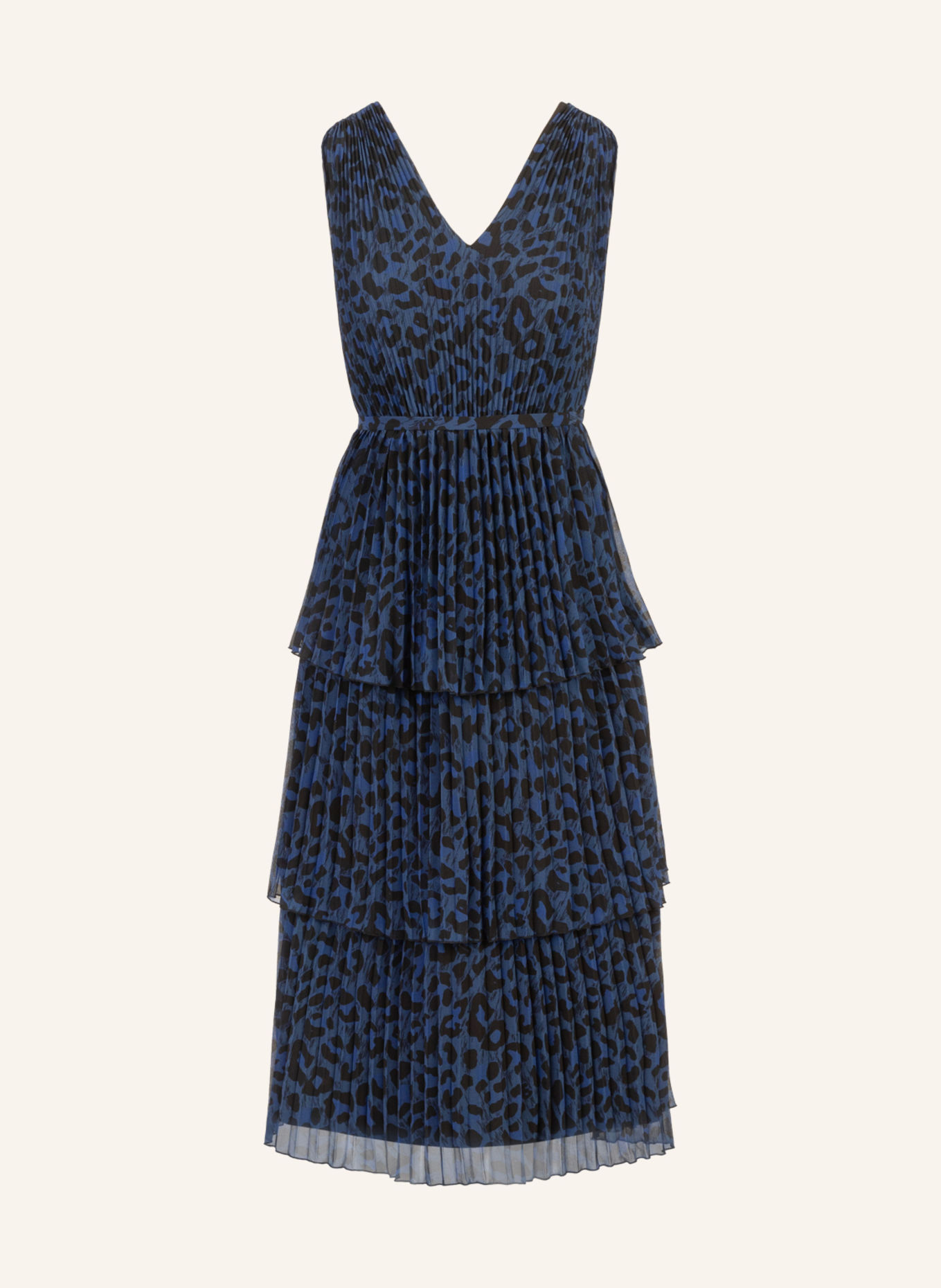 APART Midi Plisseekleid: BLAU/ SCHWARZ