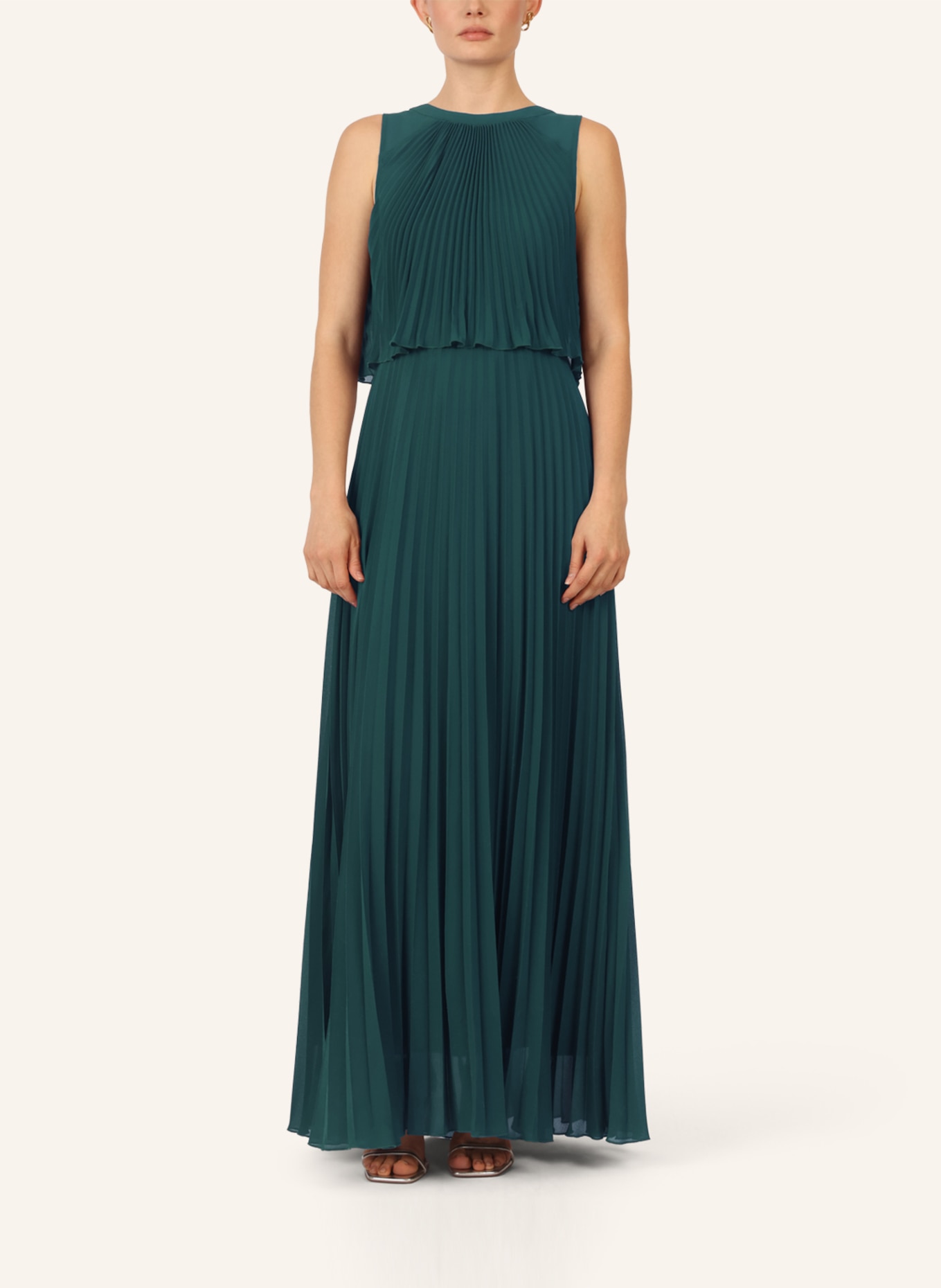 APART Abendkleid mit Plissees: DUNKELGRÜN