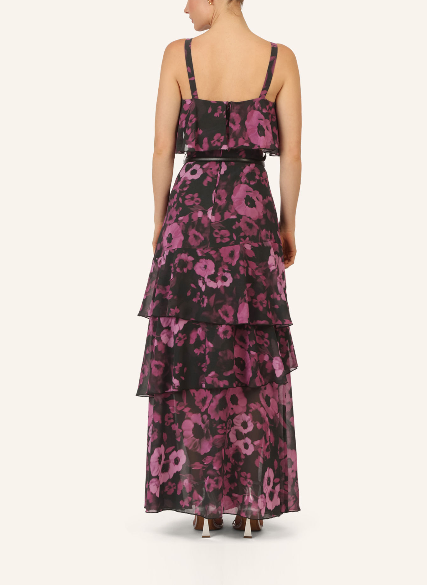 APART Chiffonkleid: SCHWARZ/ SILBER