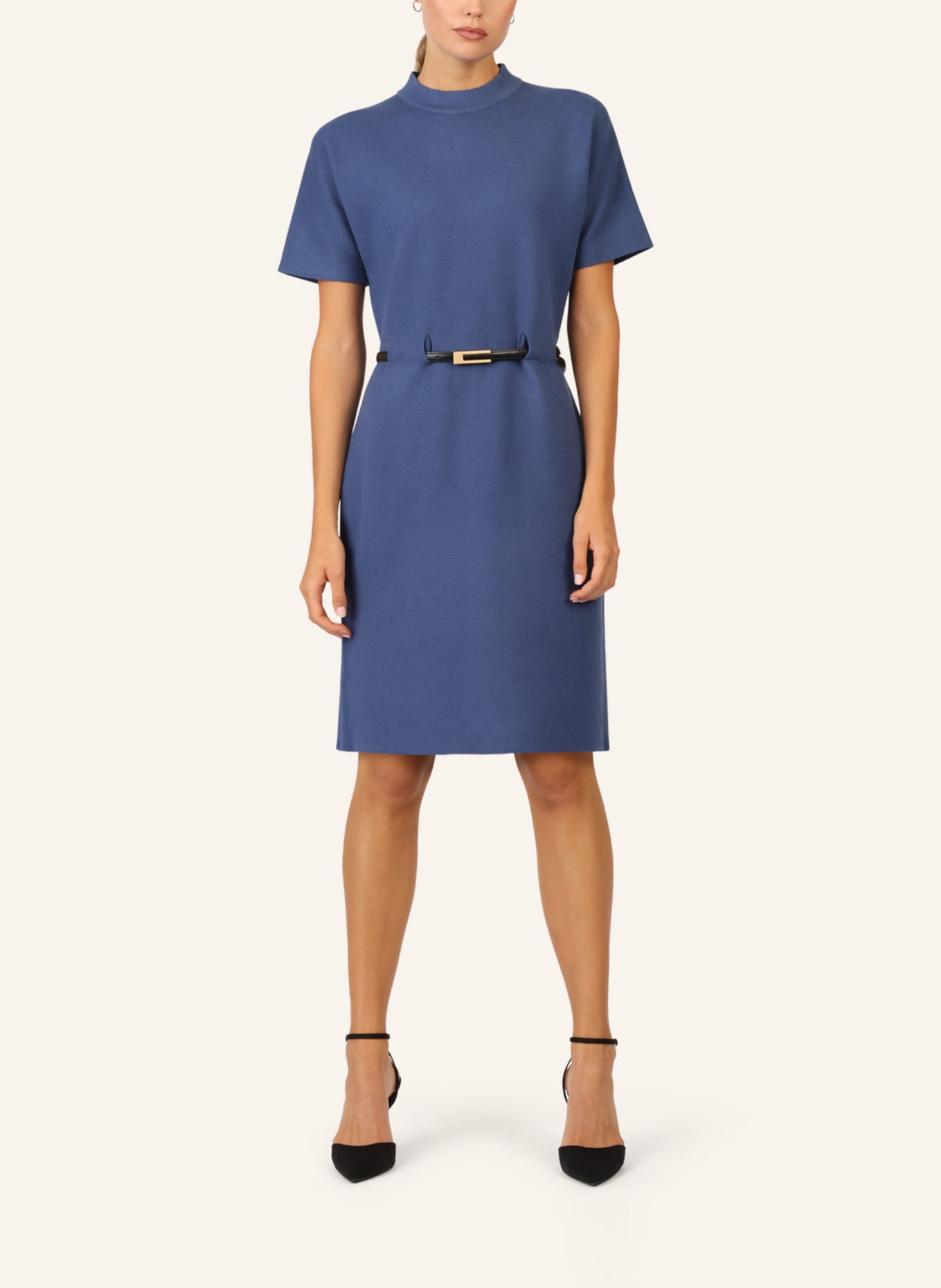 APART Strickkleid mit Gürtel: BLAU