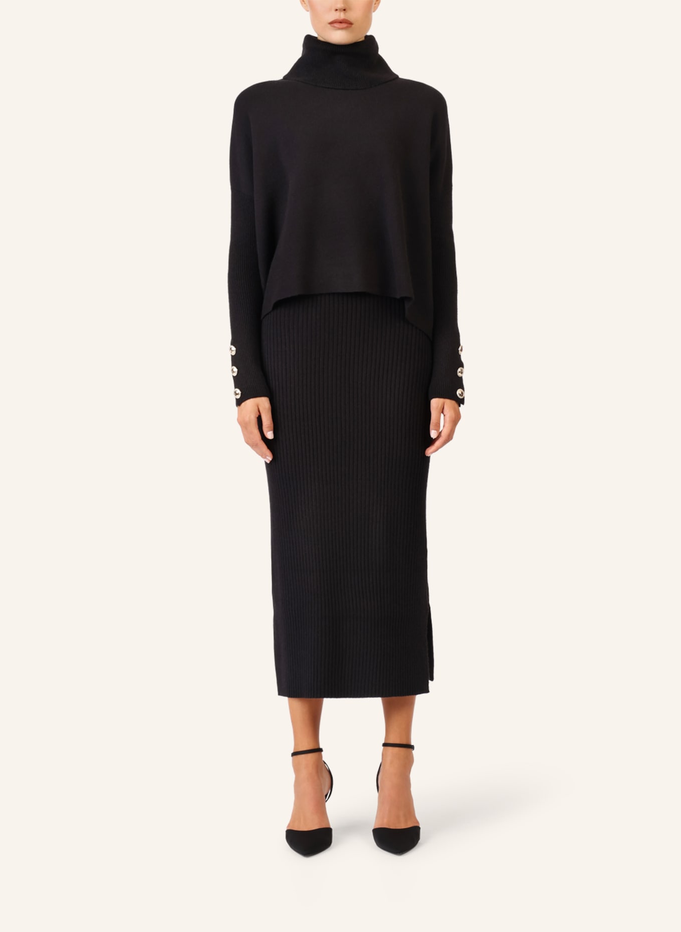 APART Rippenstrickrock: SCHWARZ