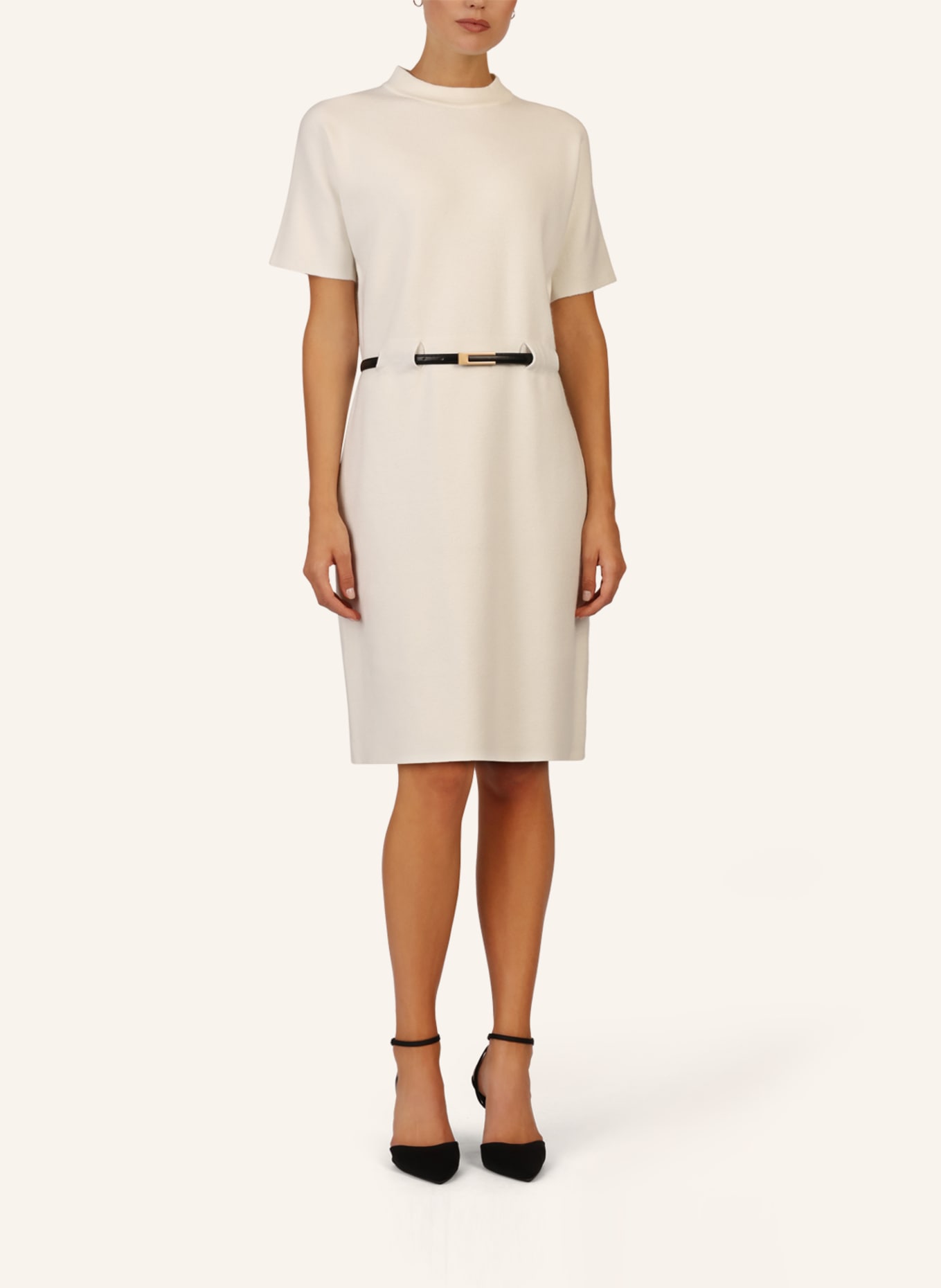 APART Strickkleid mit Gürtel: CREME