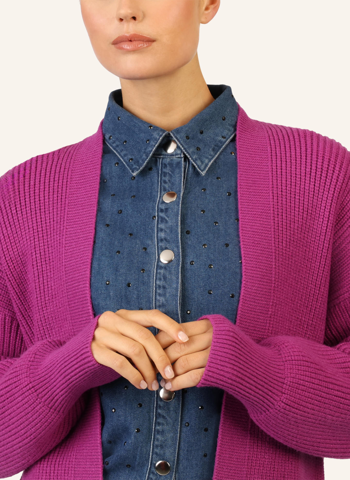 APART Lange Strickjacke: LILA