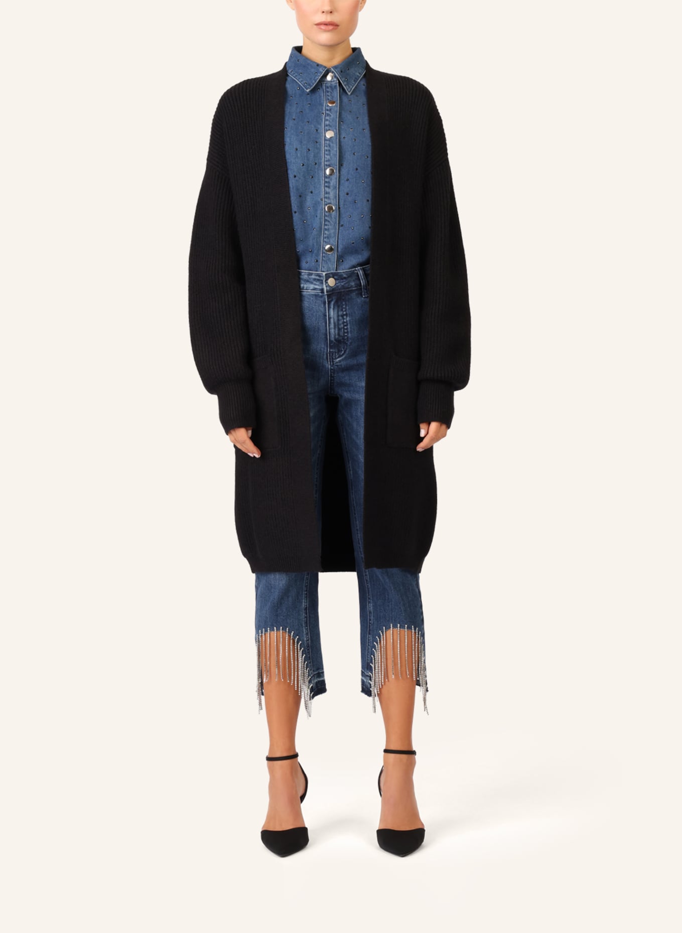 APART Lange Strickjacke: SCHWARZ