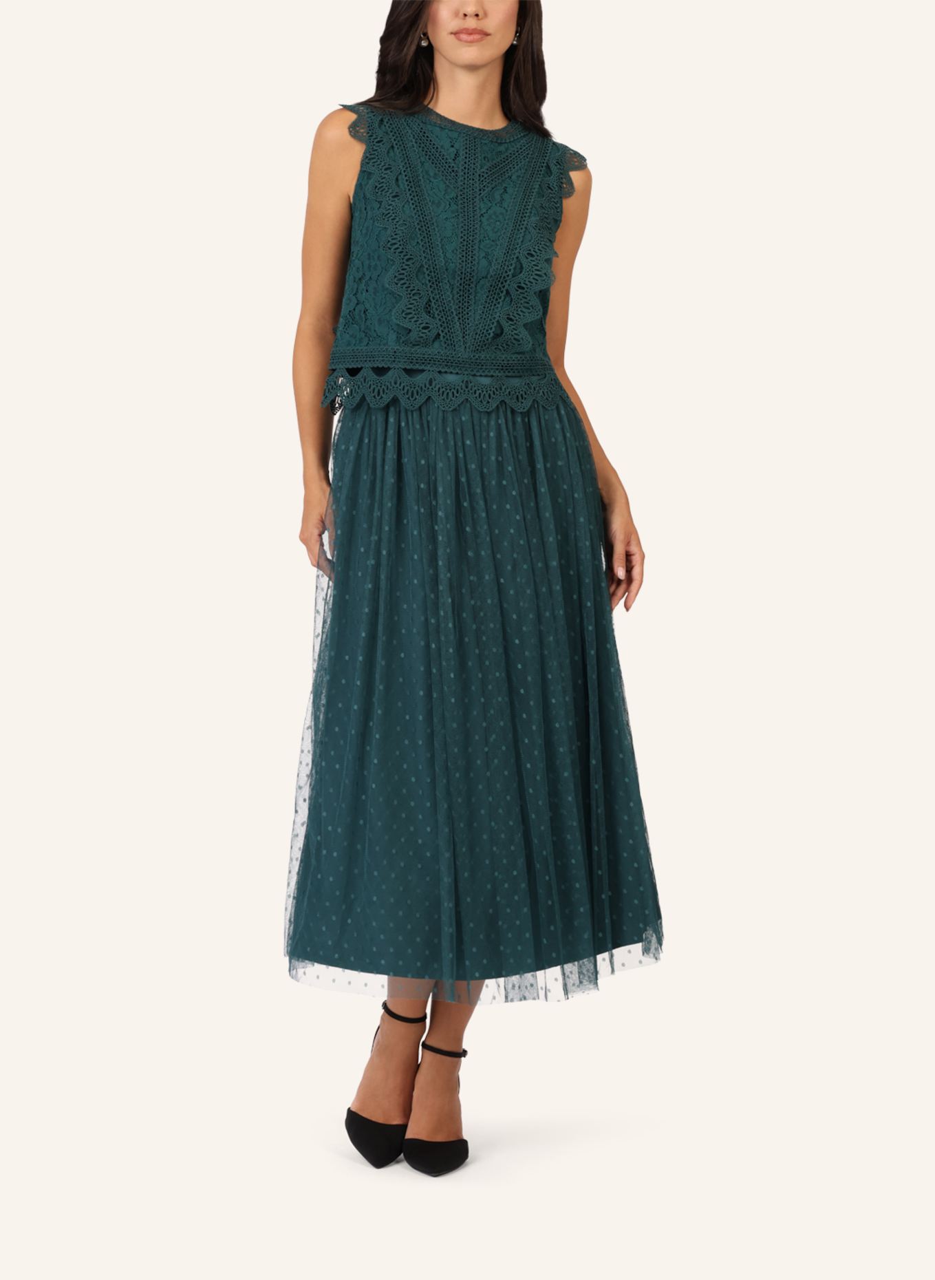 APART Blusentop aus Spitze: DUNKELGRÜN