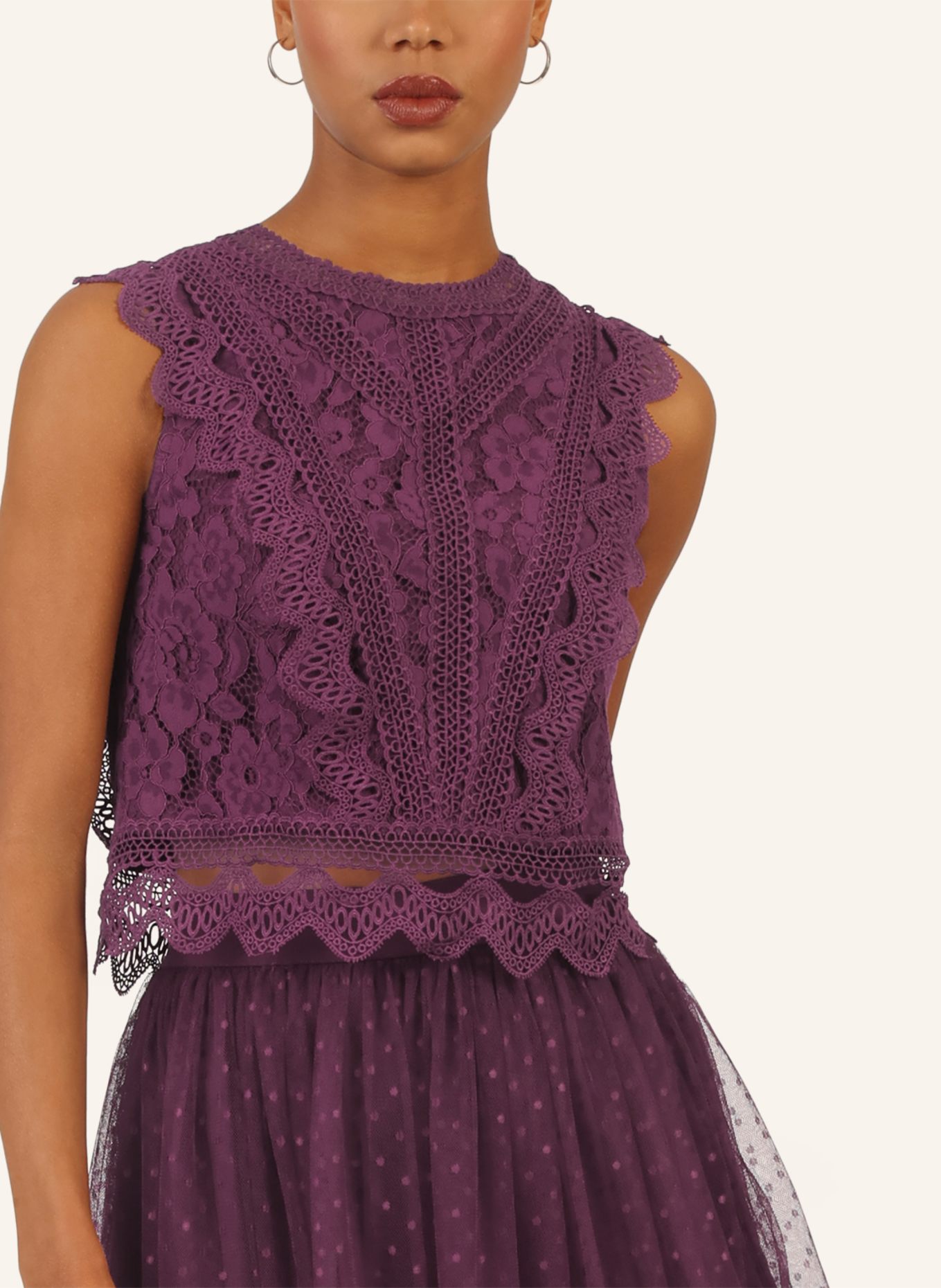 APART Blusentop aus Spitze: DUNKELLILA