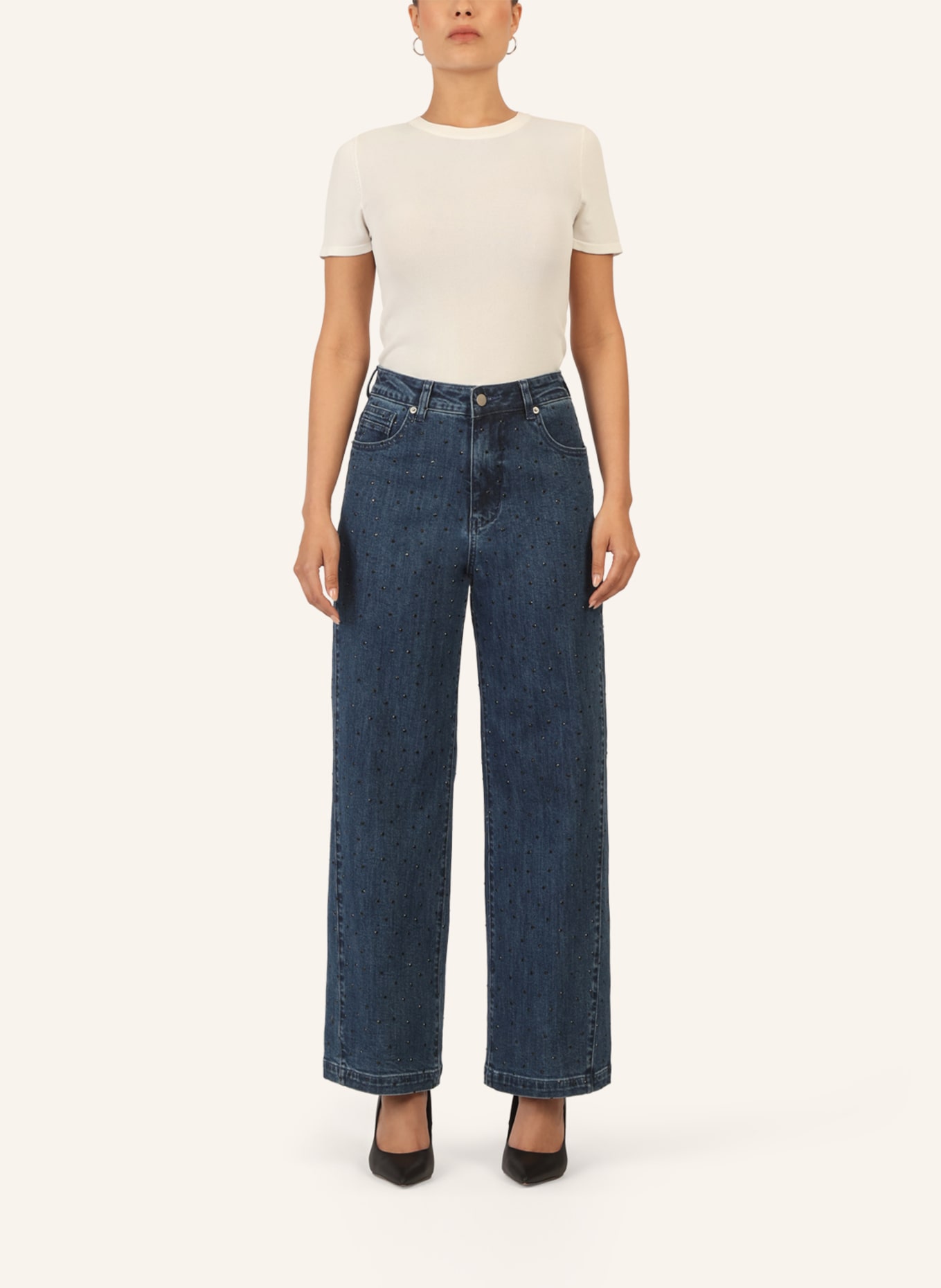 APART Weite Jeans mit Kristallsteinen: BLAU