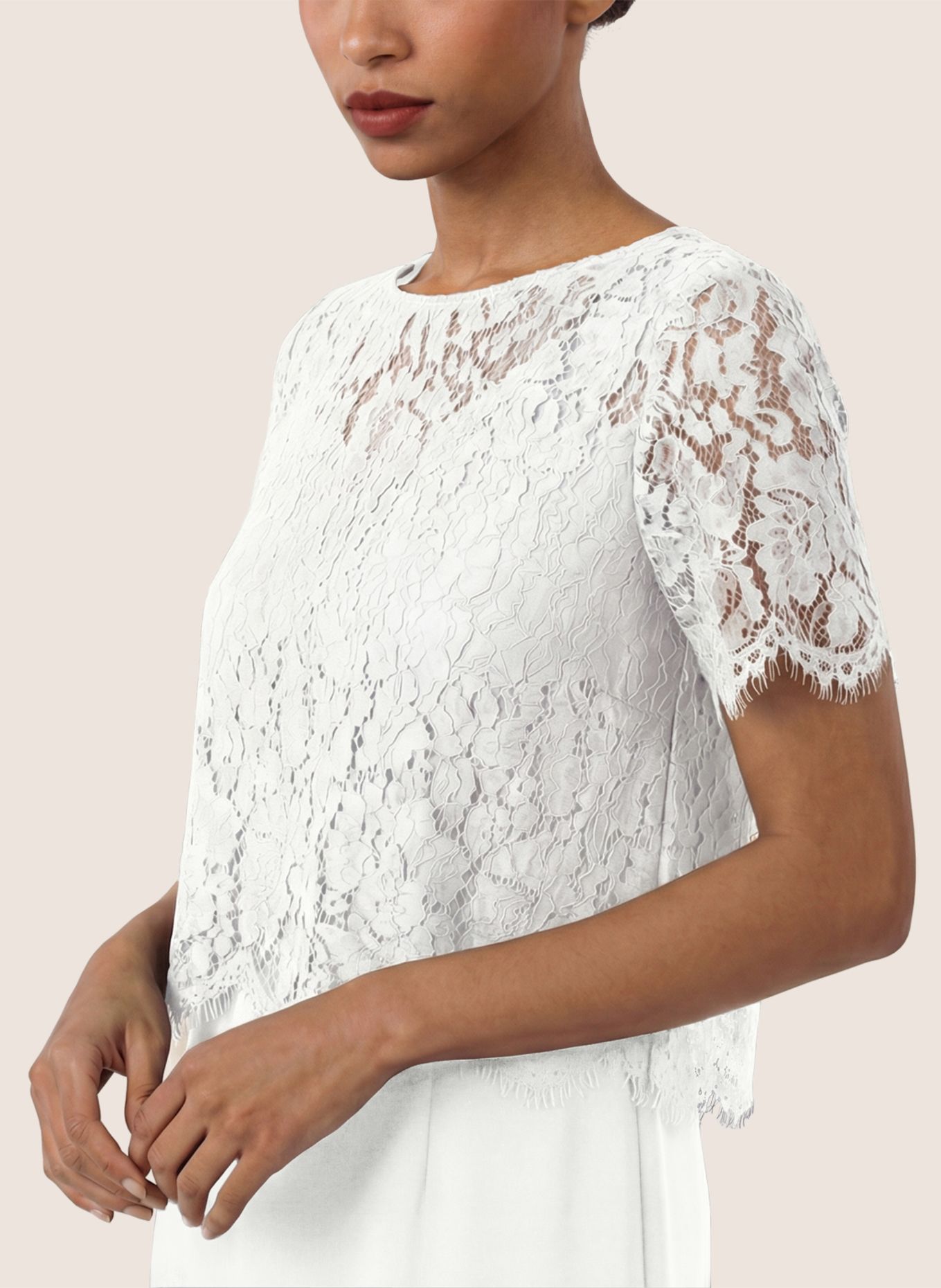 APART Etuikleid mit Spitzenjäckchen: CREME