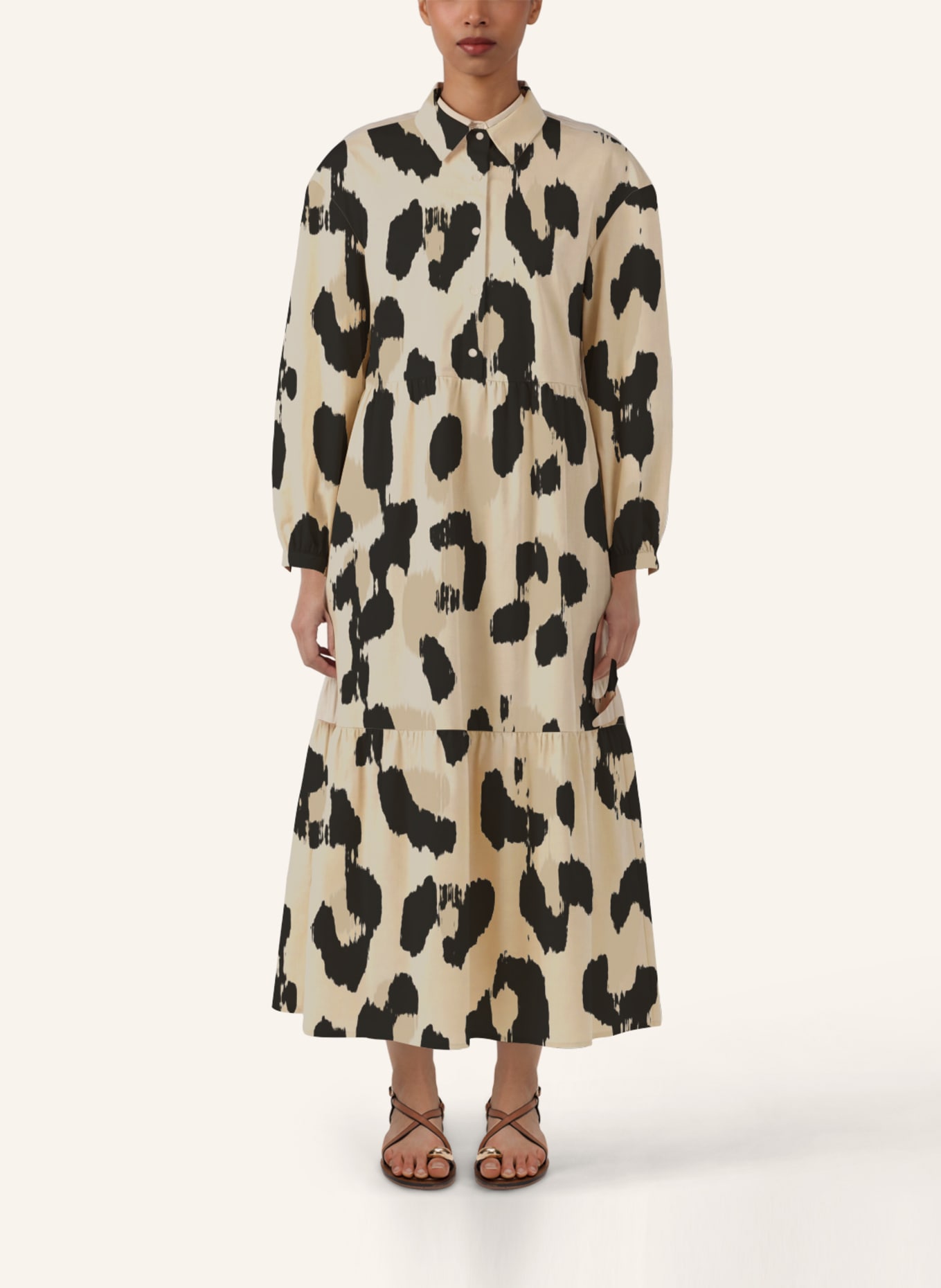 APART Midi Kleid: BEIGE/ SCHWARZ/ CAMEL