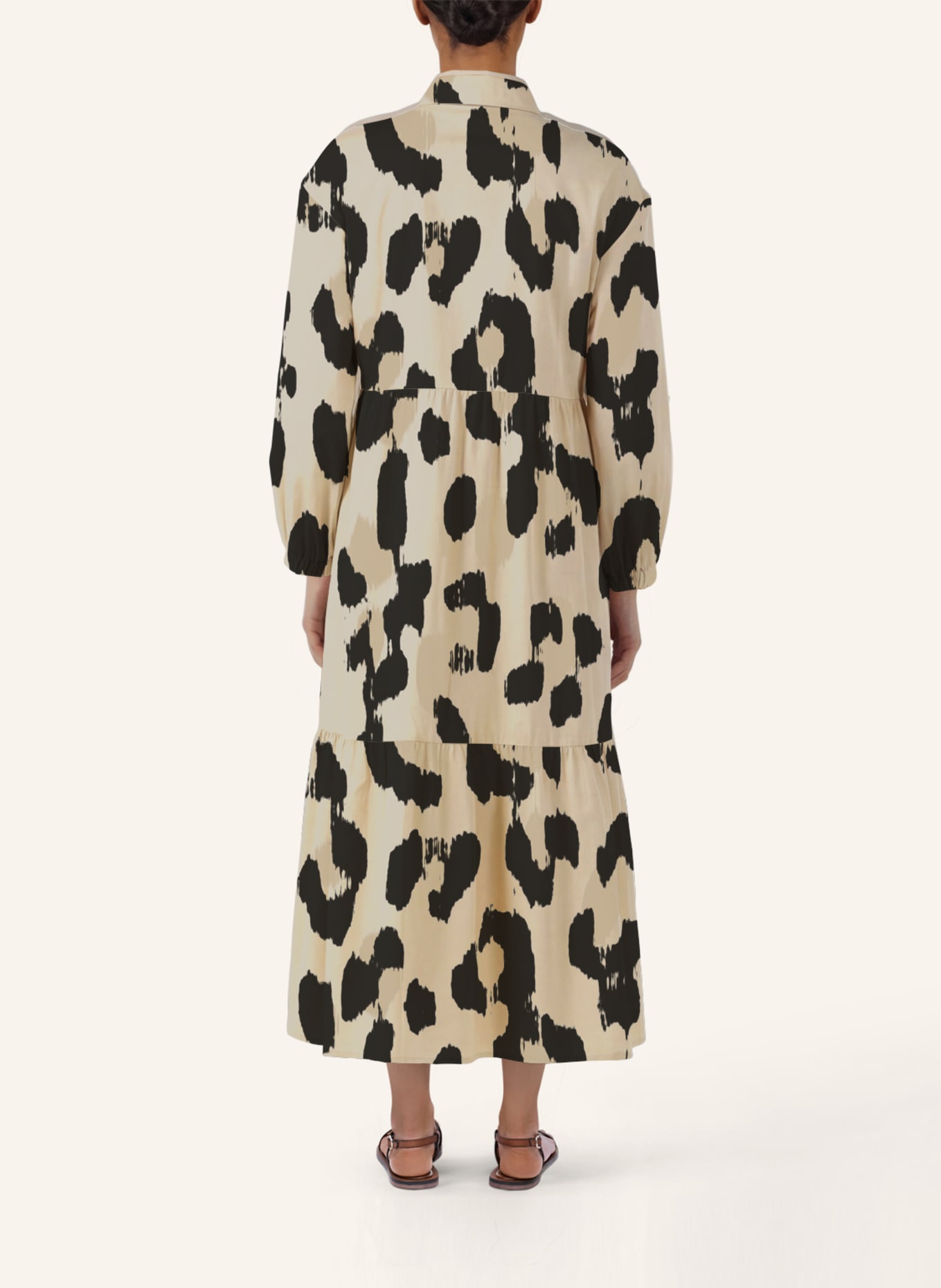 APART Midi Kleid: BEIGE/ SCHWARZ/ CAMEL