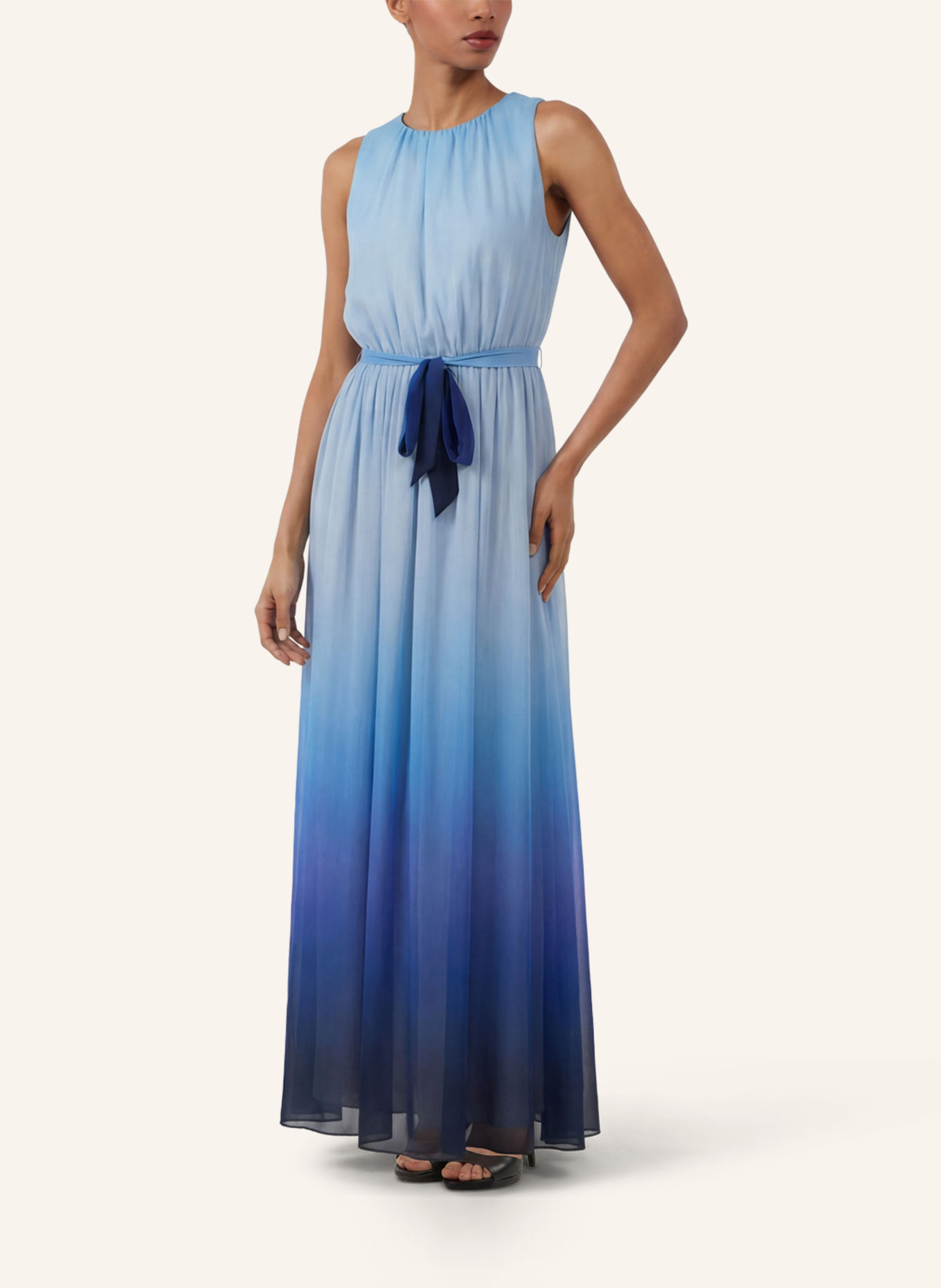 APART Chiffonkleid: HELLBLAU / HELLGRÜN / WEISS