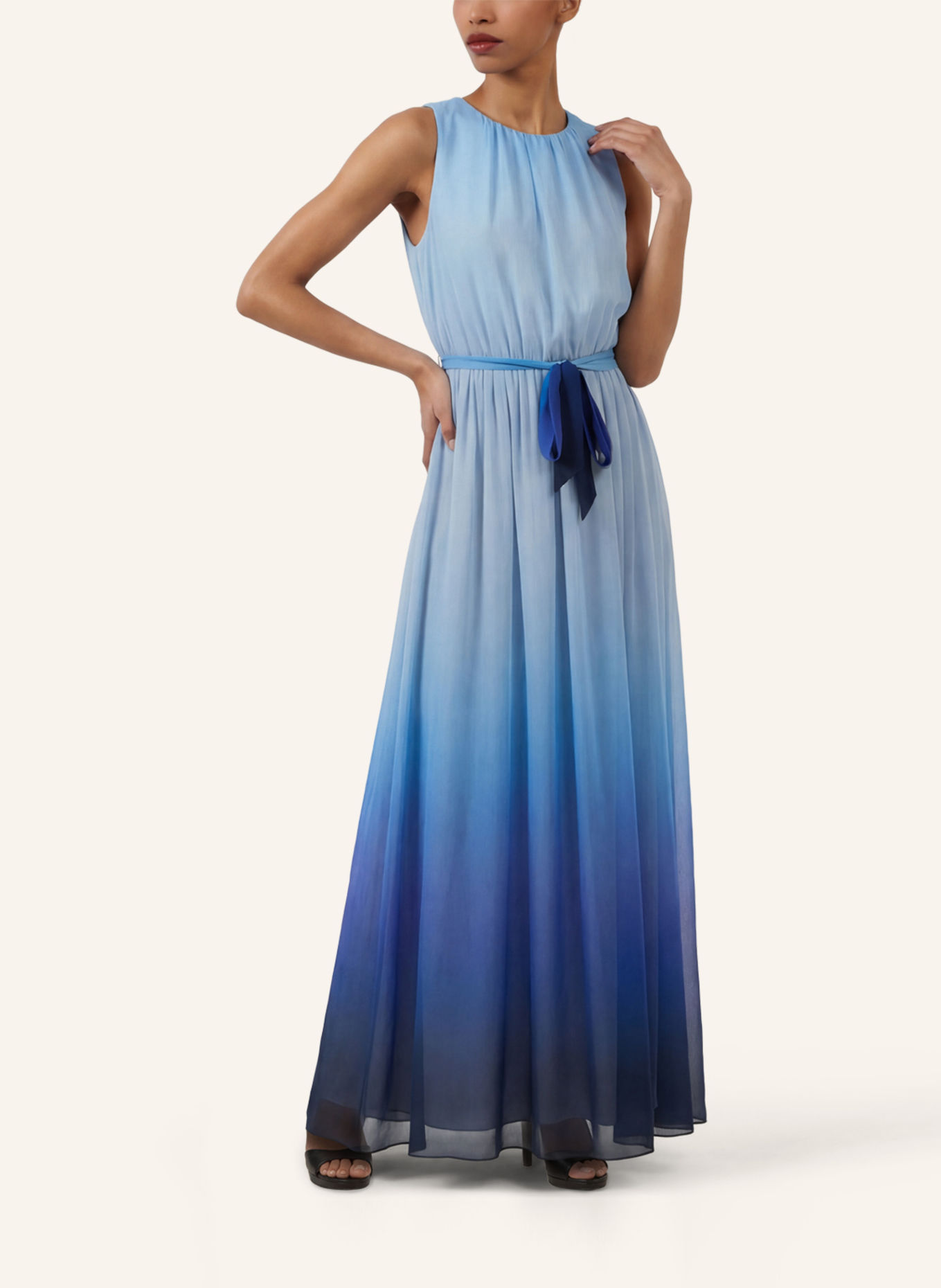 APART Chiffonkleid: HELLBLAU / HELLGRÜN / WEISS