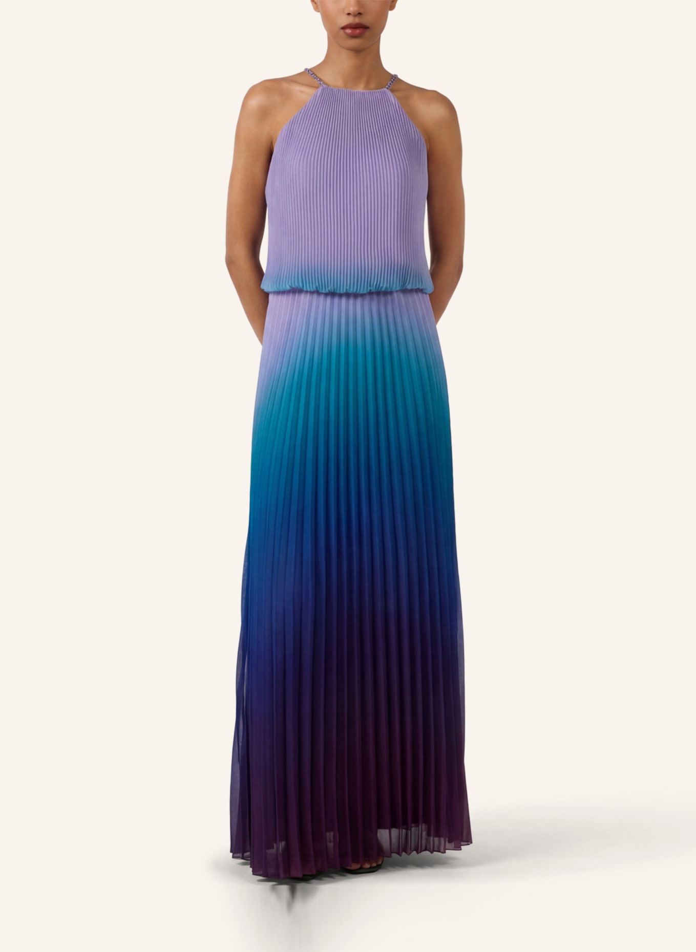 APART Langes Chiffonkleid: LILA/ DUNKELBLAU/ HELLBLAU