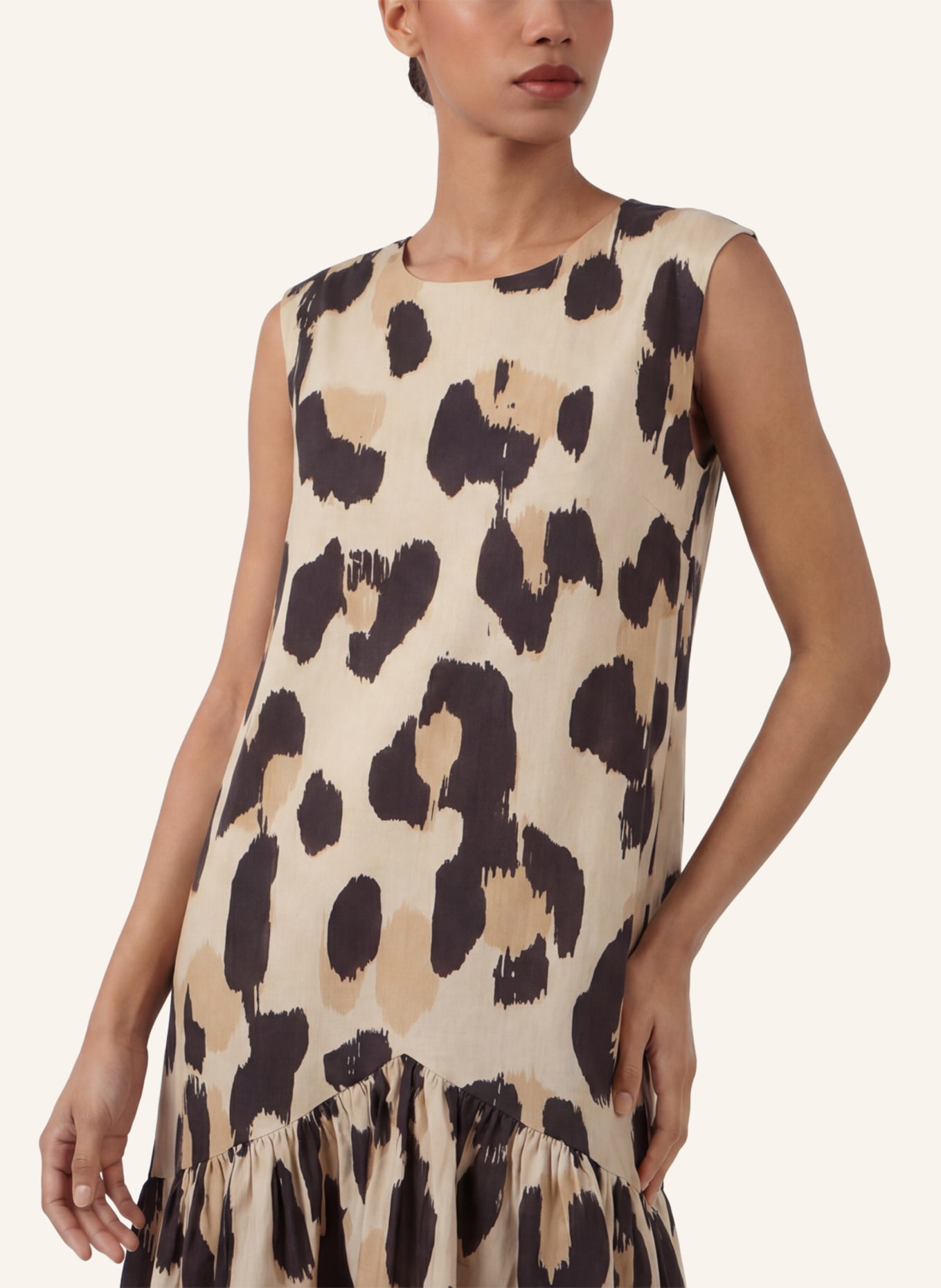 APART Kurzes Kleid: BEIGE/ SCHWARZ/ DUNKELGRÜN