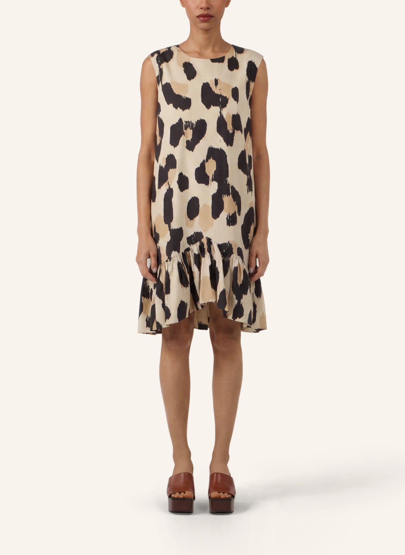 APART Kurzes Kleid: BEIGE/ SCHWARZ/ DUNKELGRÜN