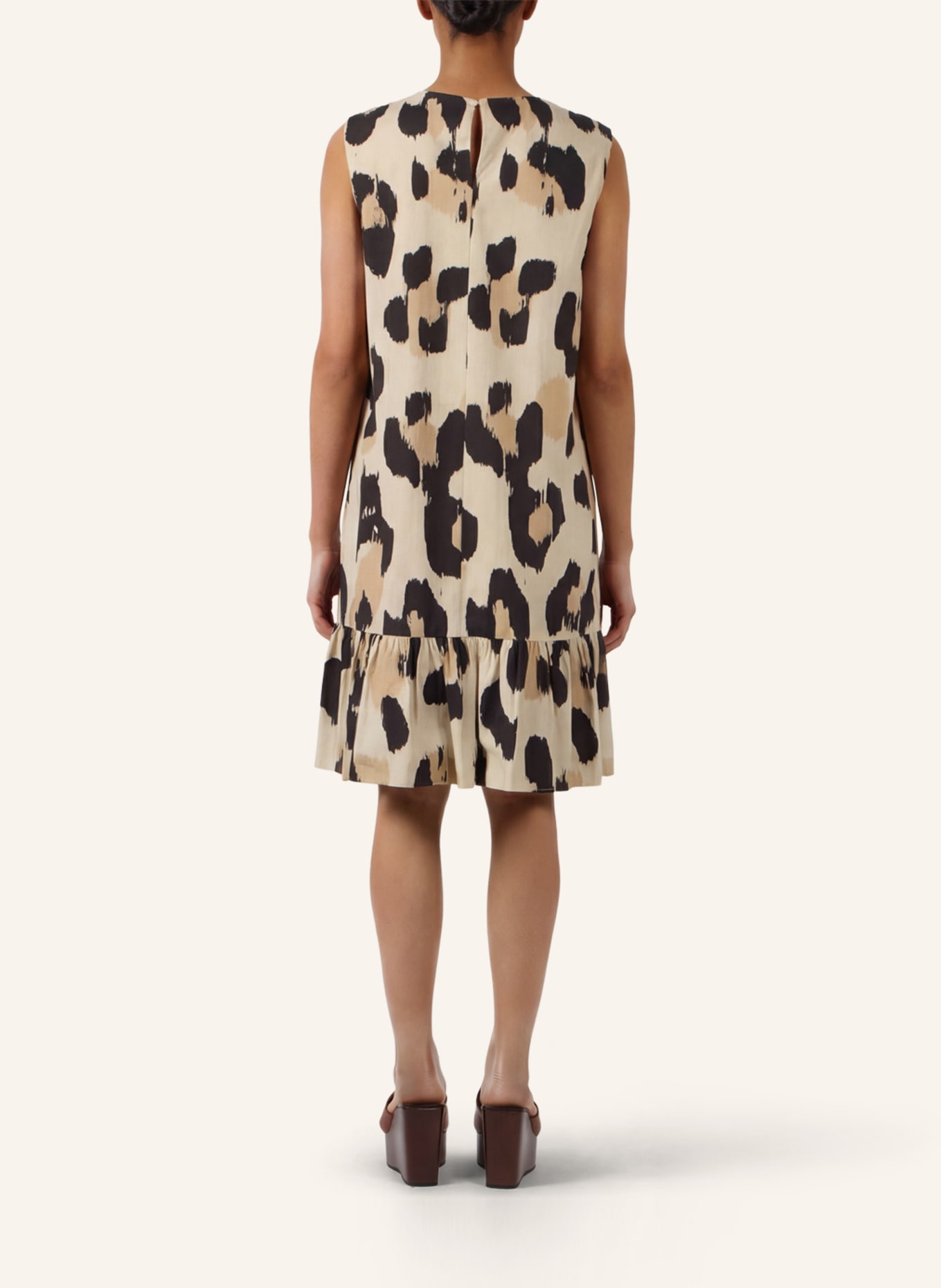 APART Kurzes Kleid: BEIGE/ SCHWARZ/ DUNKELGRÜN