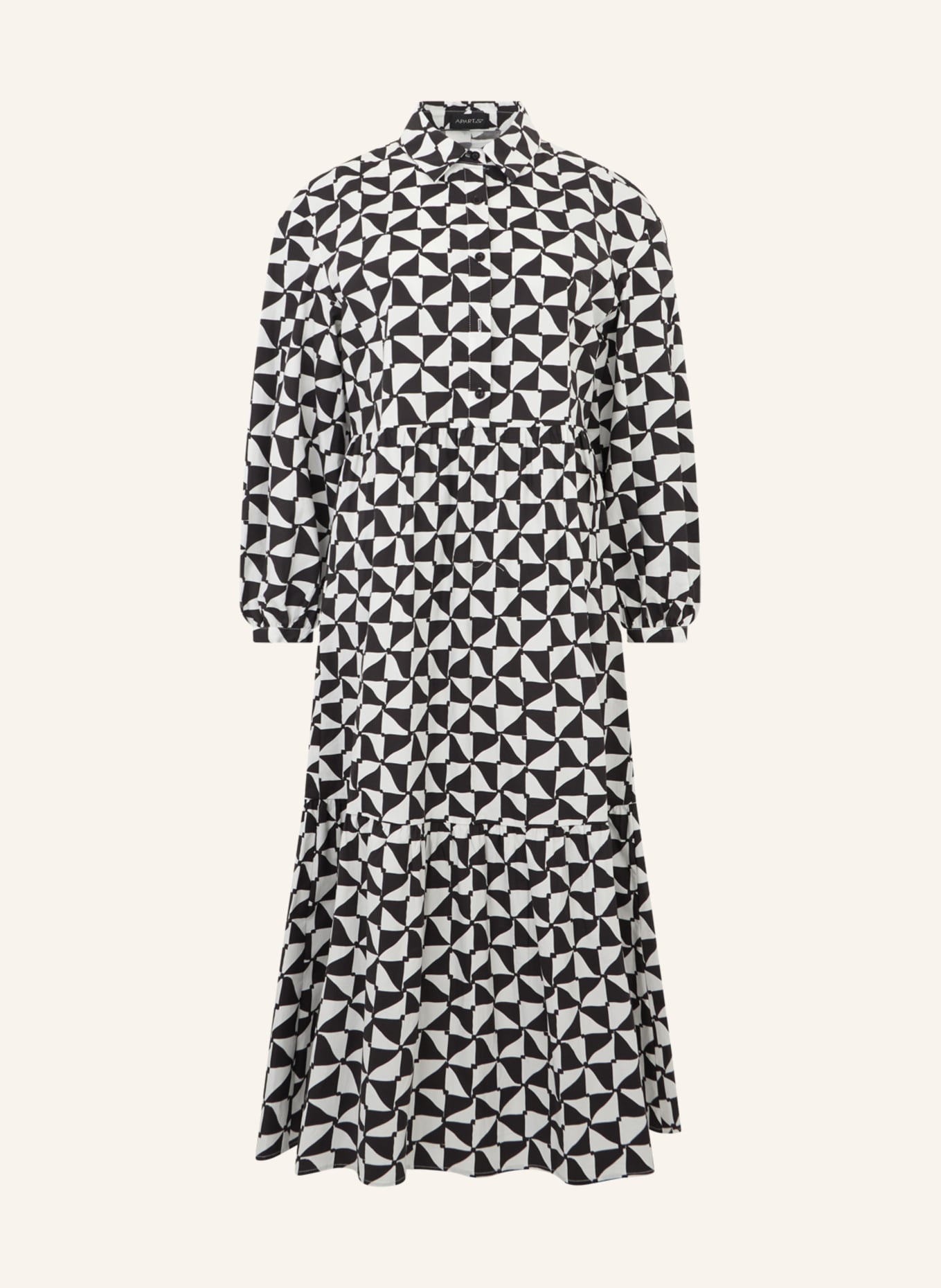APART Midi Kleid: SCHWARZ/ CREME