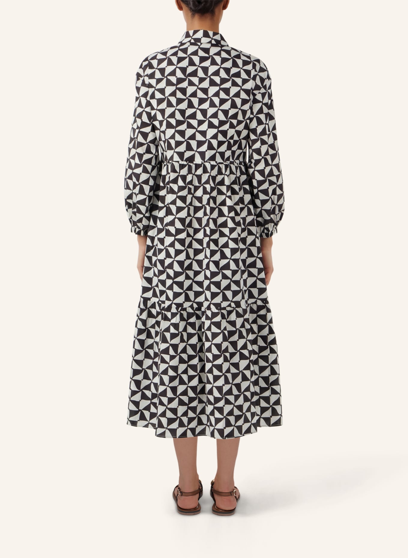 APART Midi Kleid: SCHWARZ/ CREME