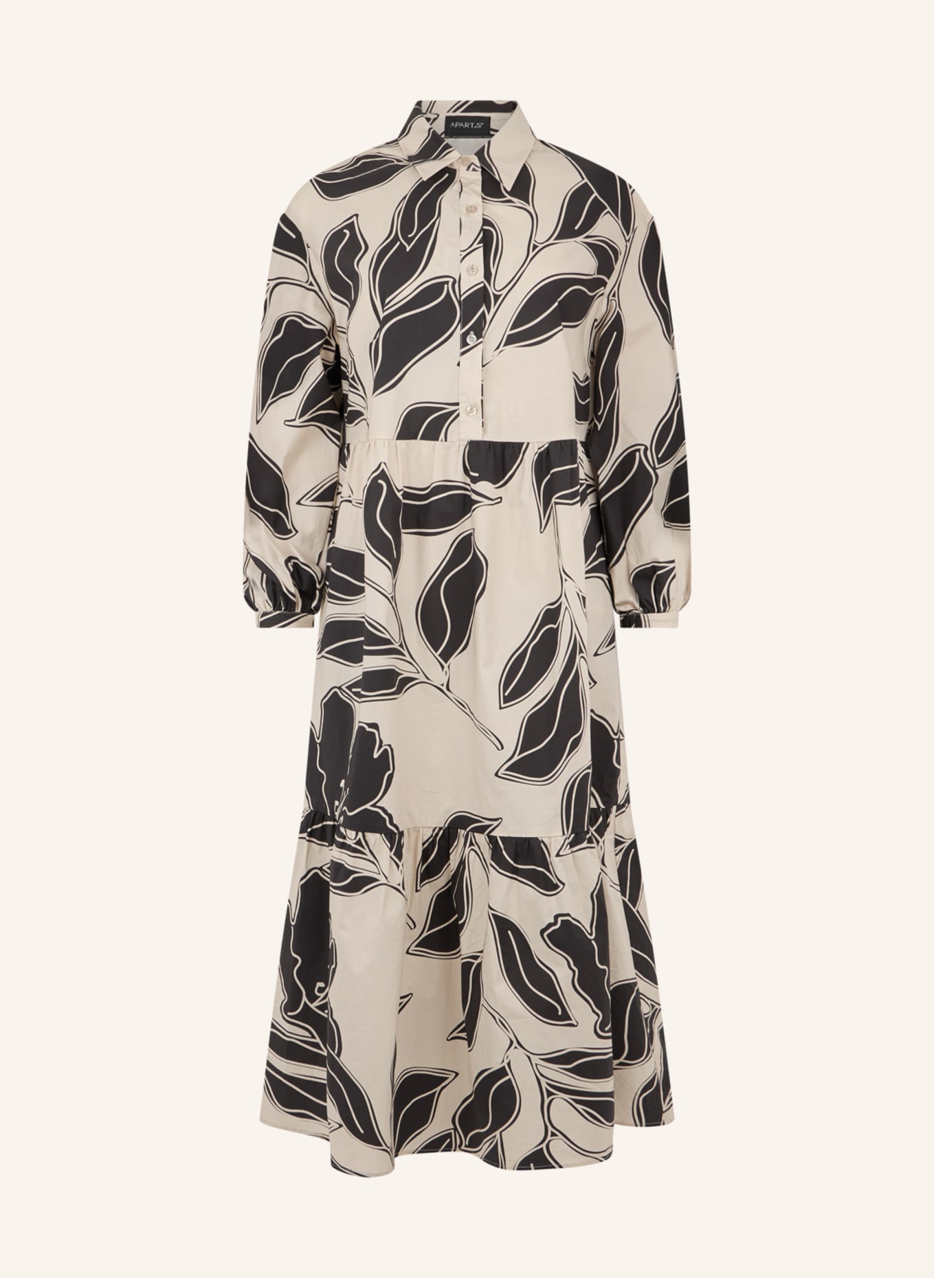 APART Midi Kleid: BEIGE/ SCHWARZ