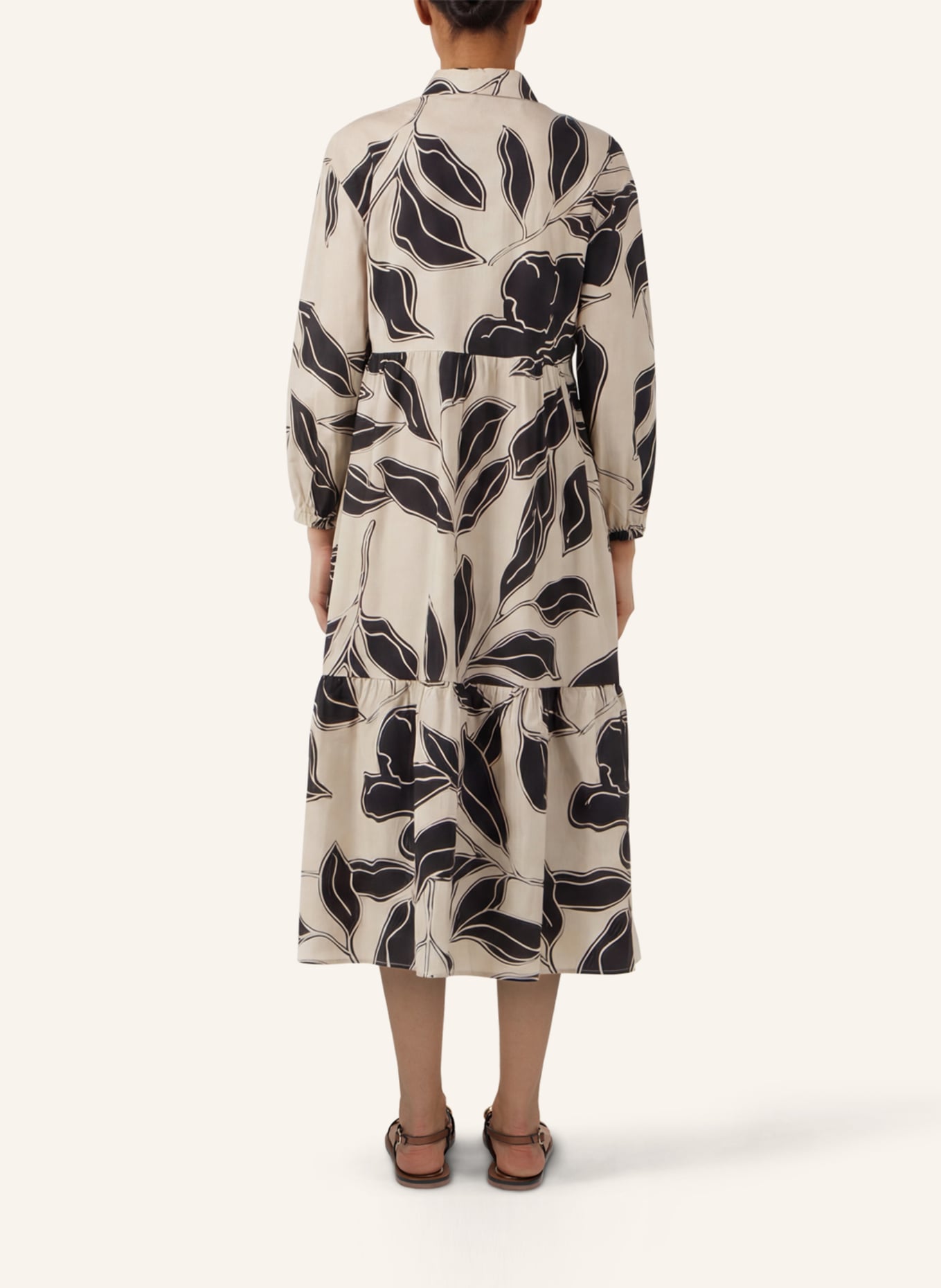 APART Midi Kleid: BEIGE/ SCHWARZ