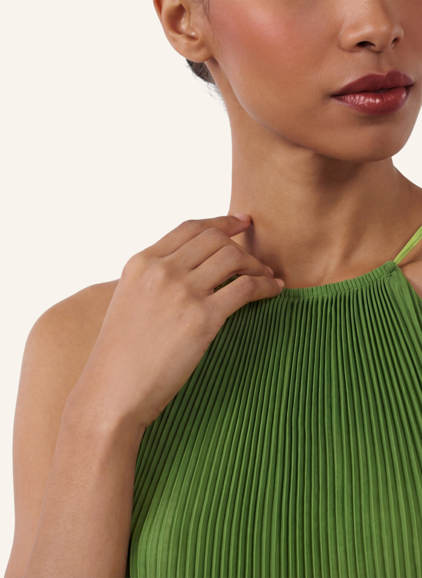 APART Langes Chiffonkleid: DUNKELGRÜN/ GRÜN/ HELLGELB