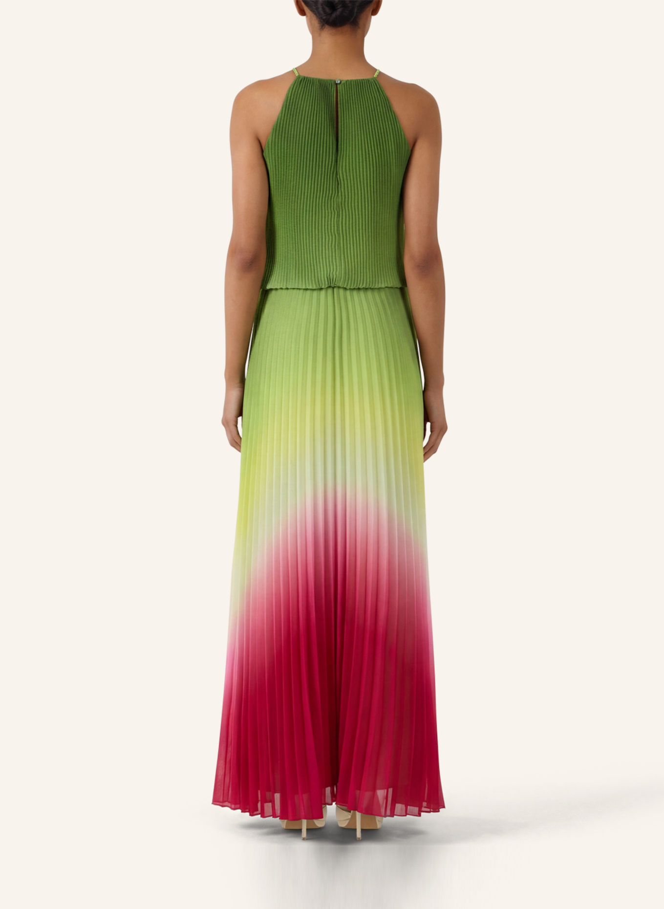 APART Langes Chiffonkleid: DUNKELGRÜN/ GRÜN/ HELLGELB