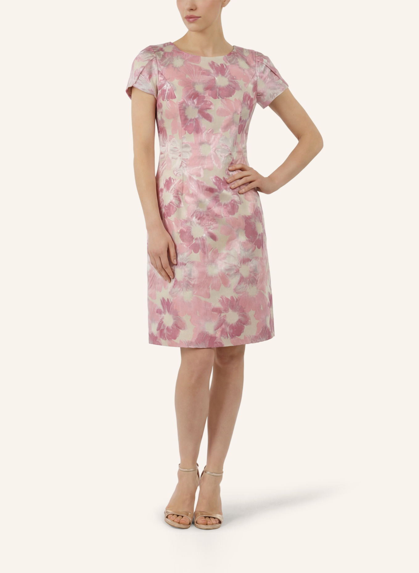 APART Kurzes Jacquardkleid: CREME / ROSA