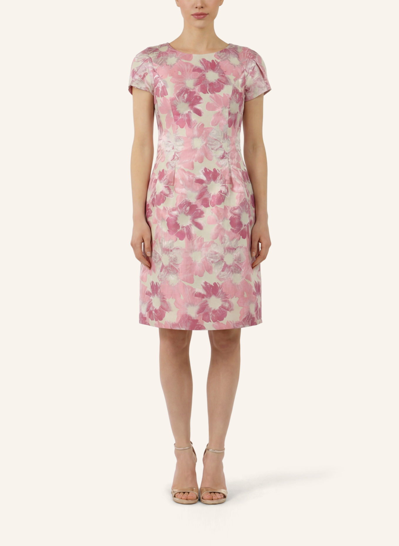 APART Kurzes Jacquardkleid: CREME/ ROSA