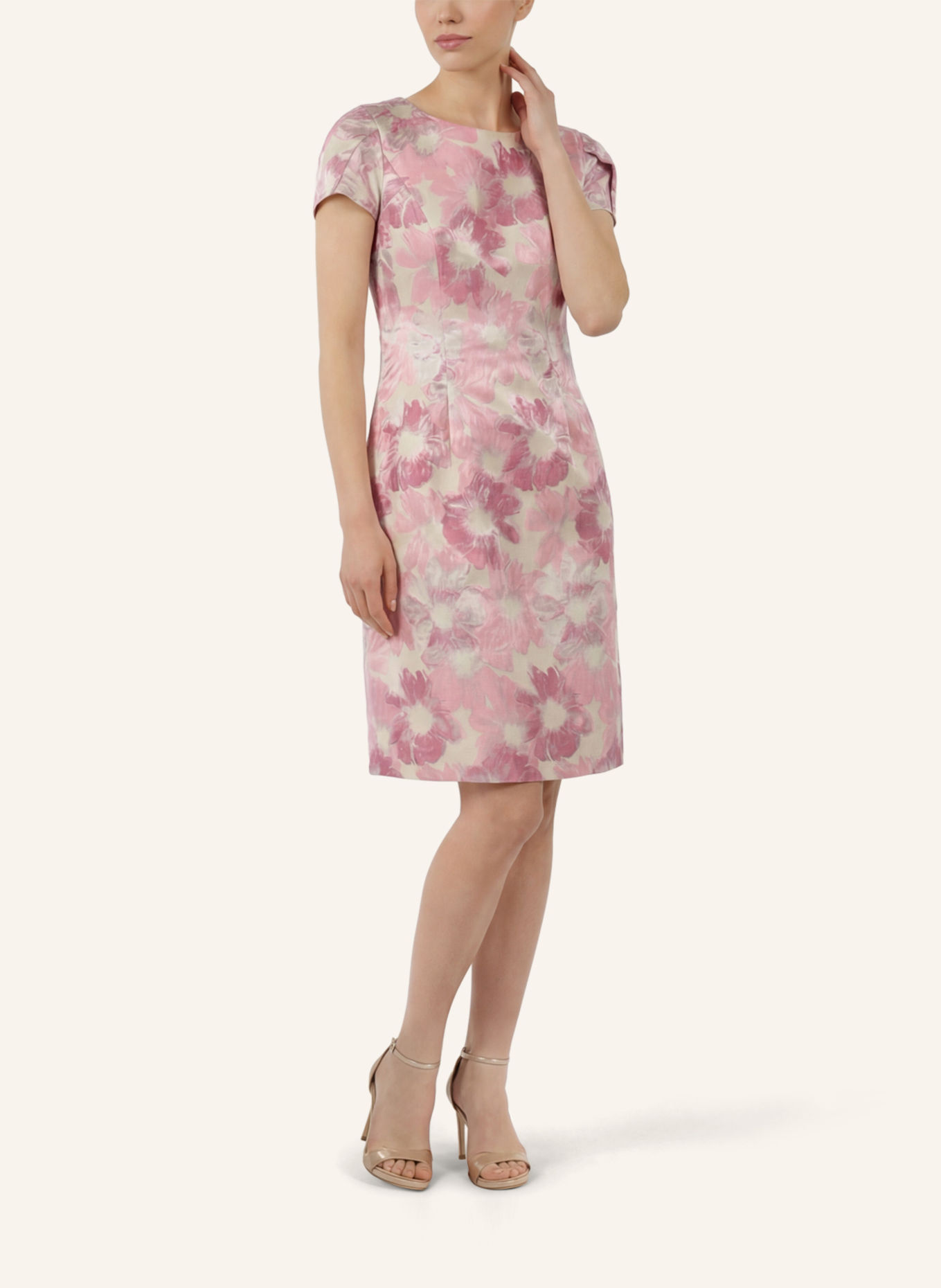 APART Kurzes Jacquardkleid: CREME / ROSA