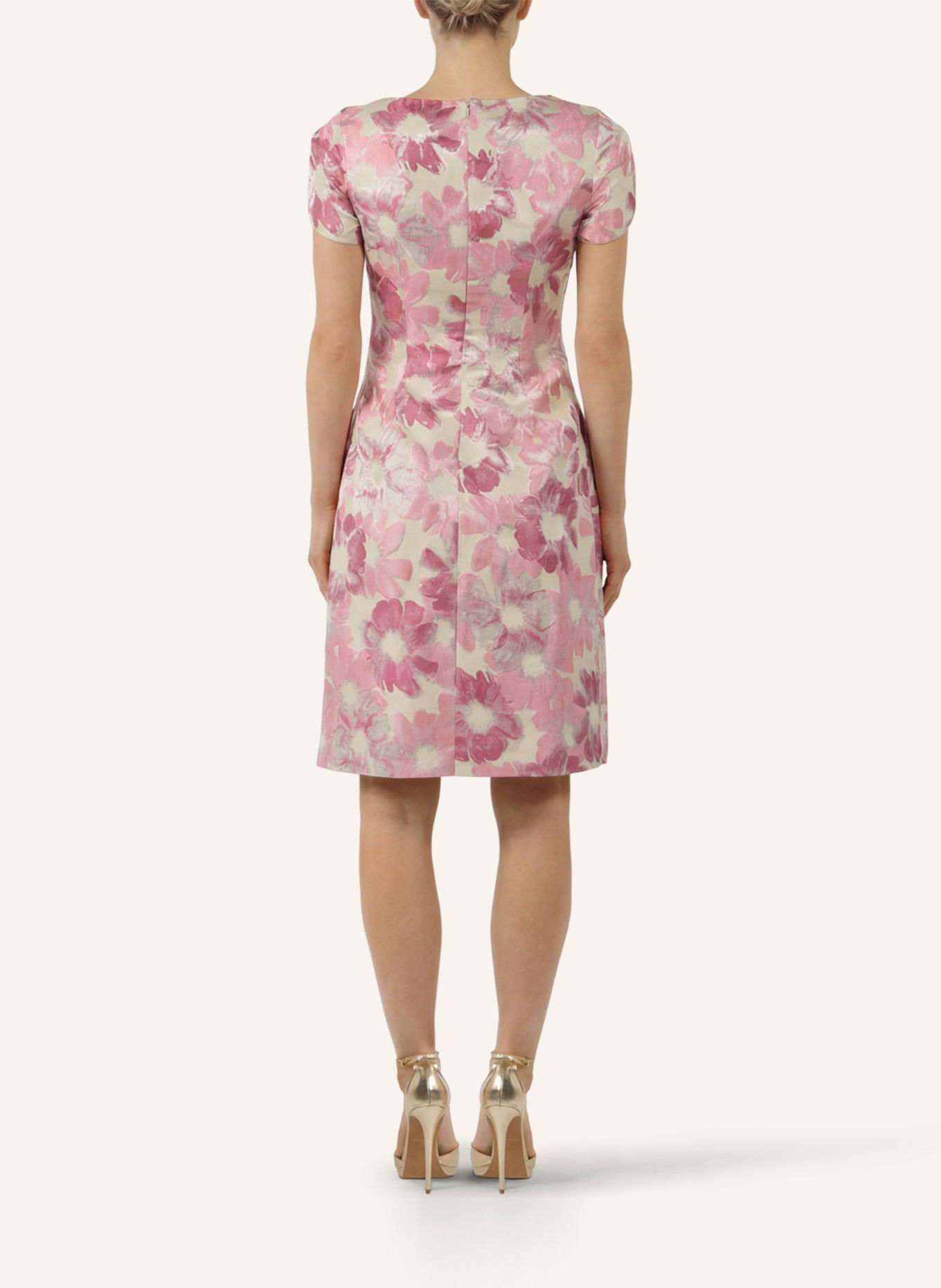 APART Kurzes Jacquardkleid: CREME/ ROSA