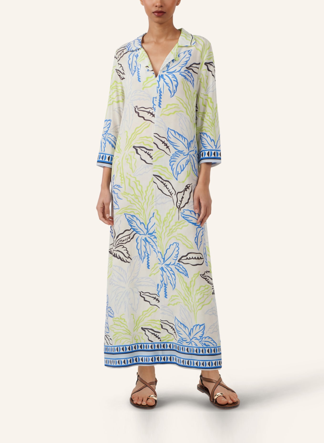 APART Langes Jerseykleid: CREME/ NUDE