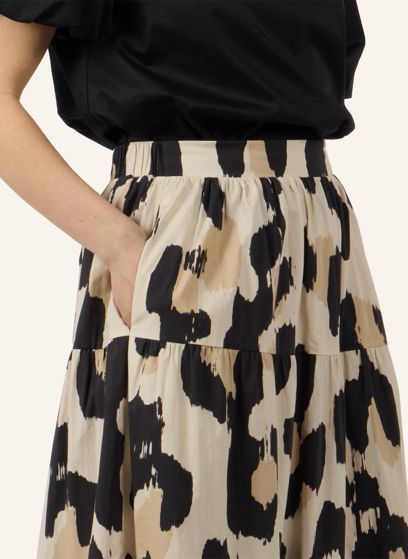 APART Maxi Rock: BEIGE/ SCHWARZ/ DUNKELGRÜN