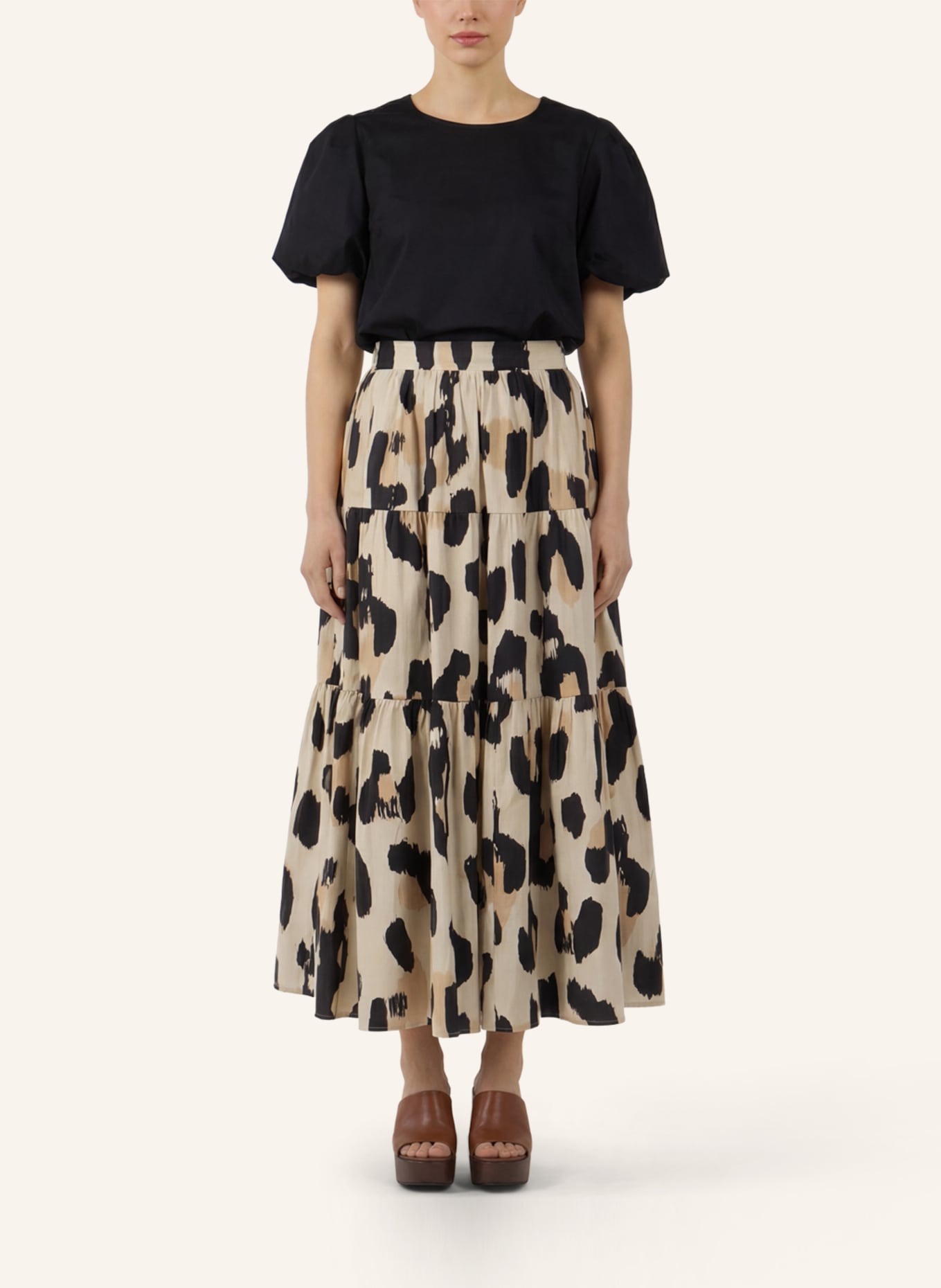 APART Maxi Rock: BEIGE/ SCHWARZ/ DUNKELGRÜN