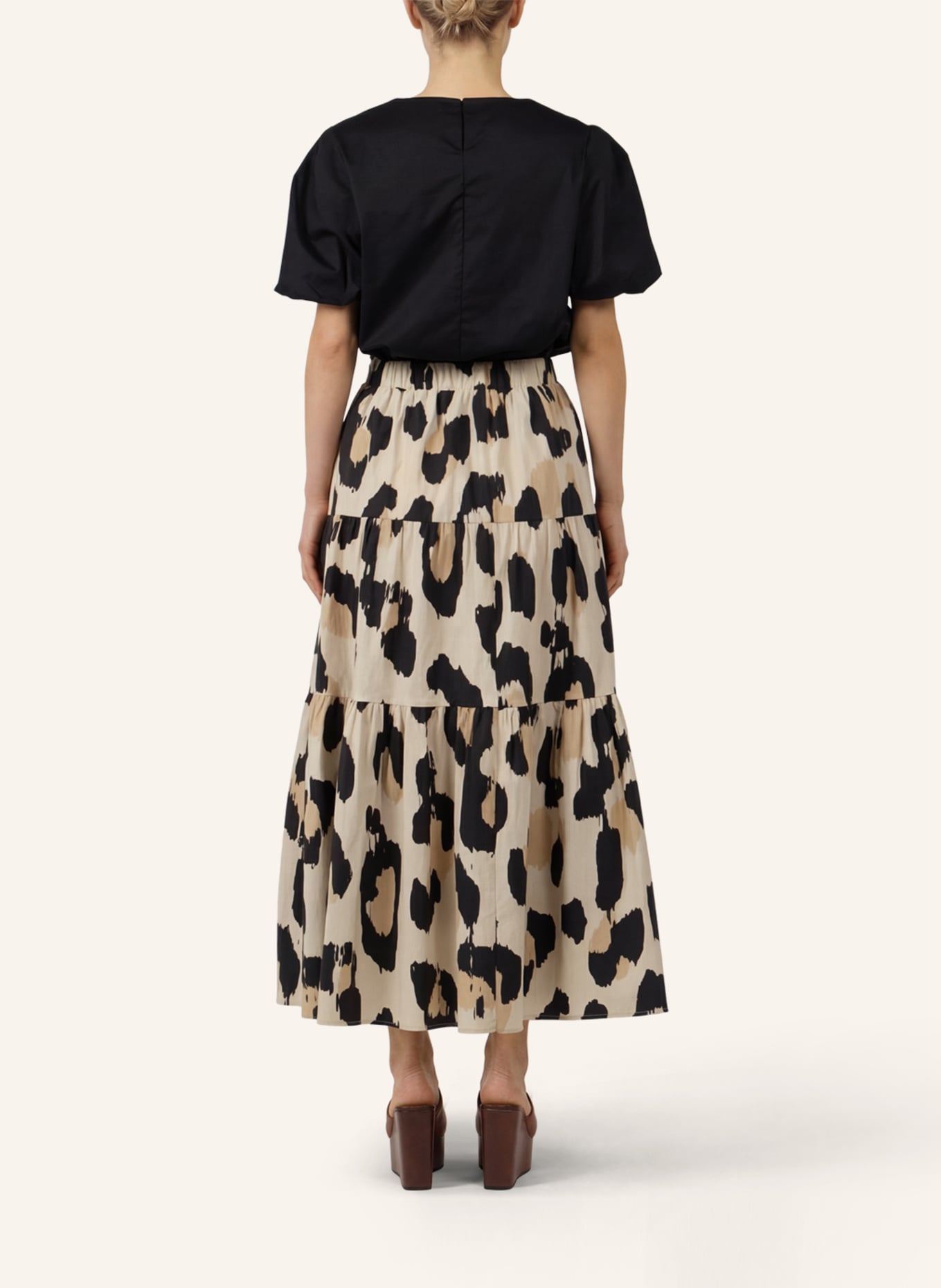 APART Maxi Rock: BEIGE/ SCHWARZ/ DUNKELGRÜN