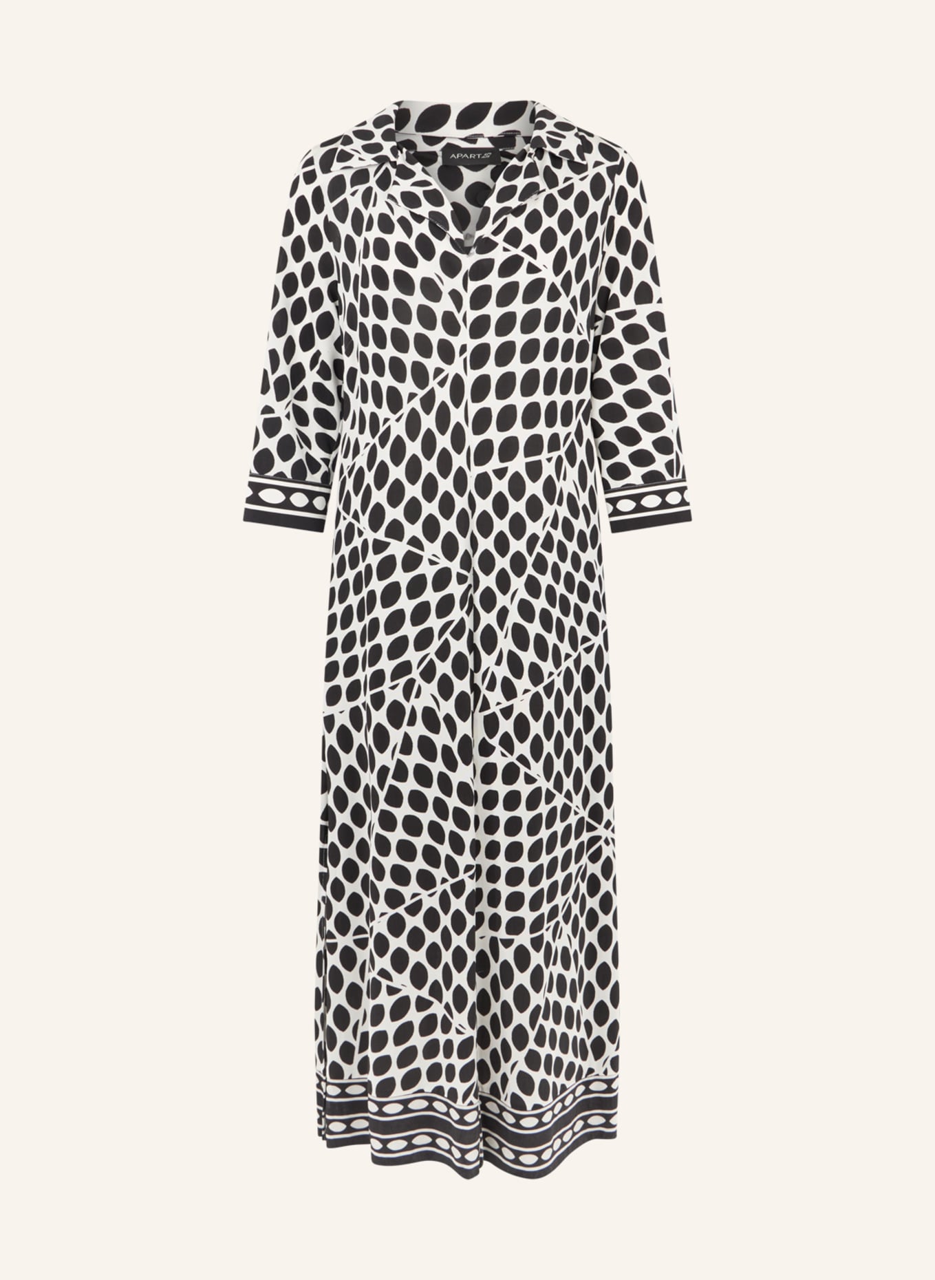 APART Langes Jerseykleid: SCHWARZ/ CREME
