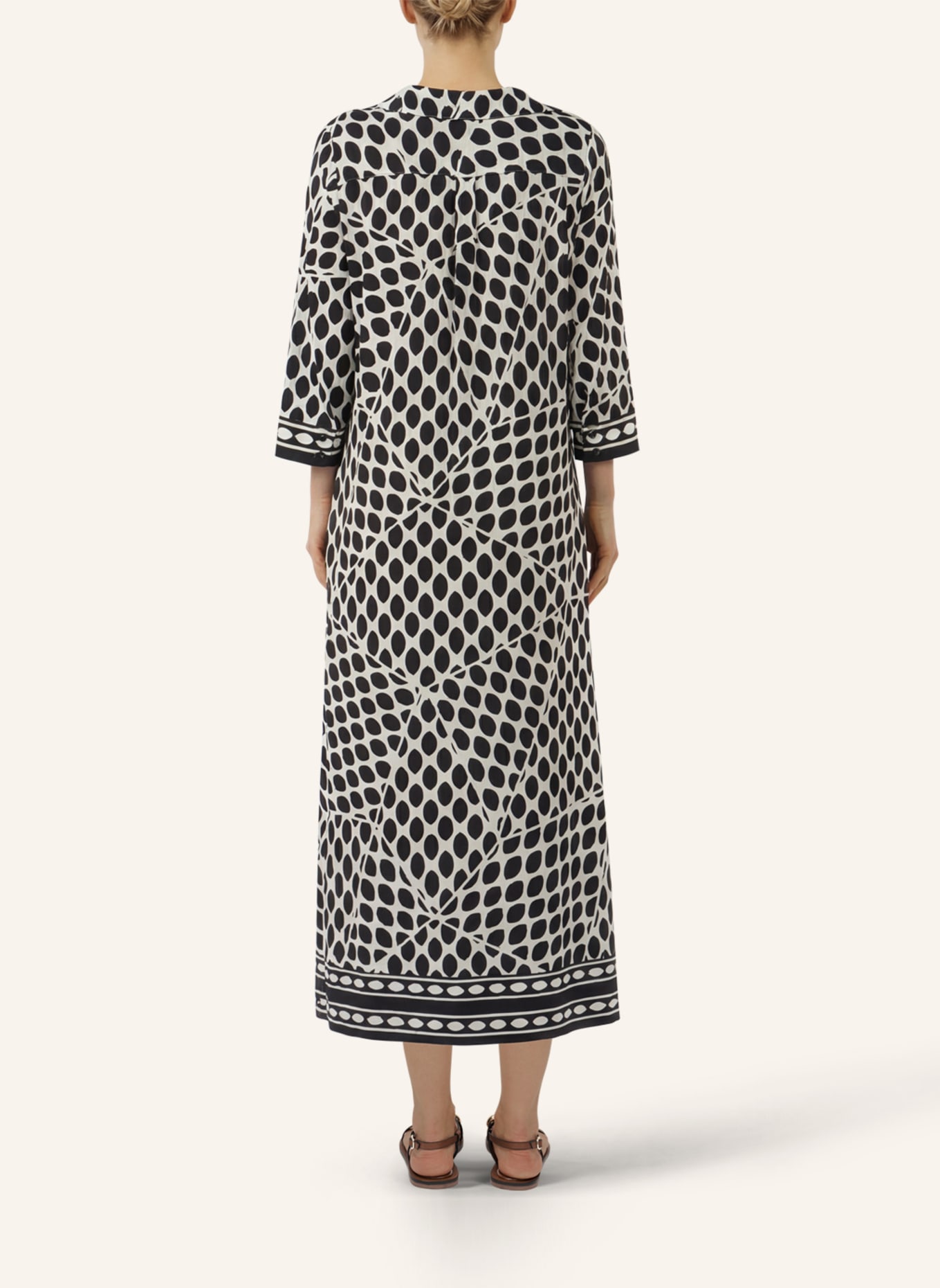 APART Langes Jerseykleid: SCHWARZ/ CREME