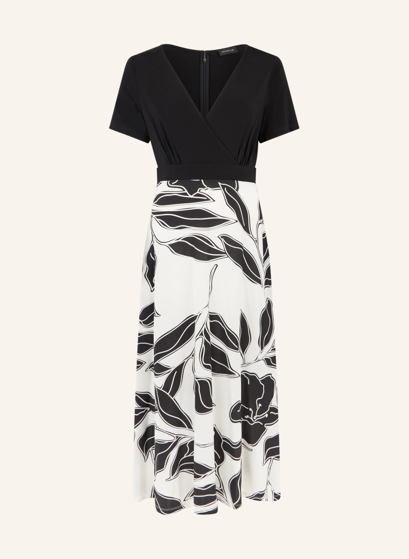 APART Midi Jerseykleid: SCHWARZ/ CREME