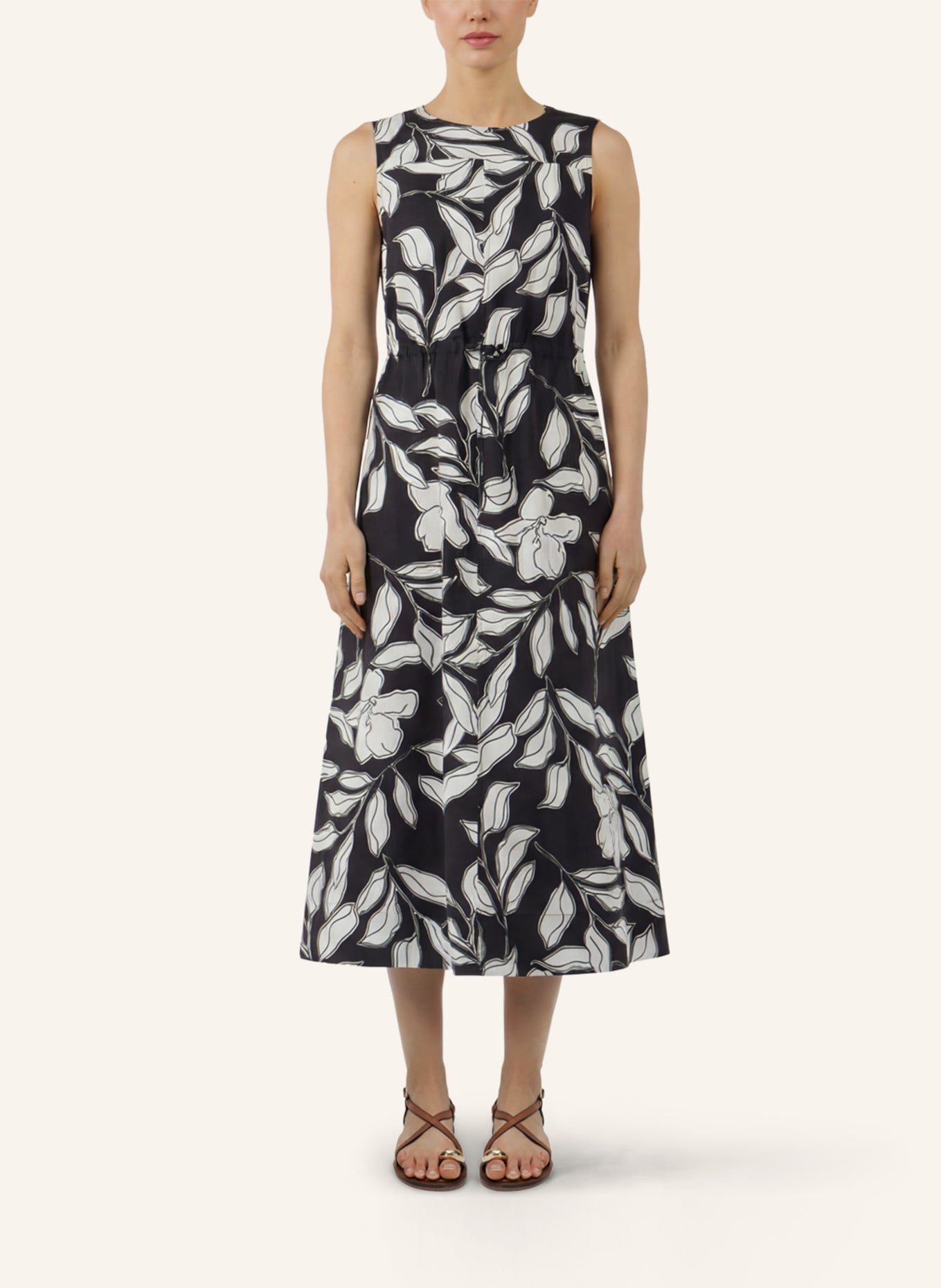 APART Midi Kleid: SCHWARZ/ CREME