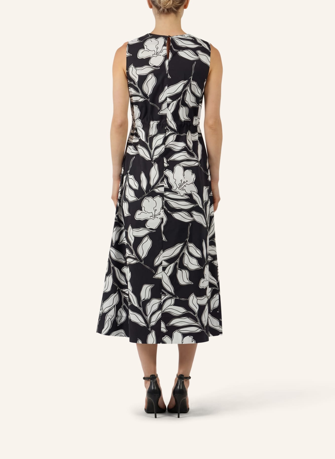 APART Midi Kleid: SCHWARZ/ CREME