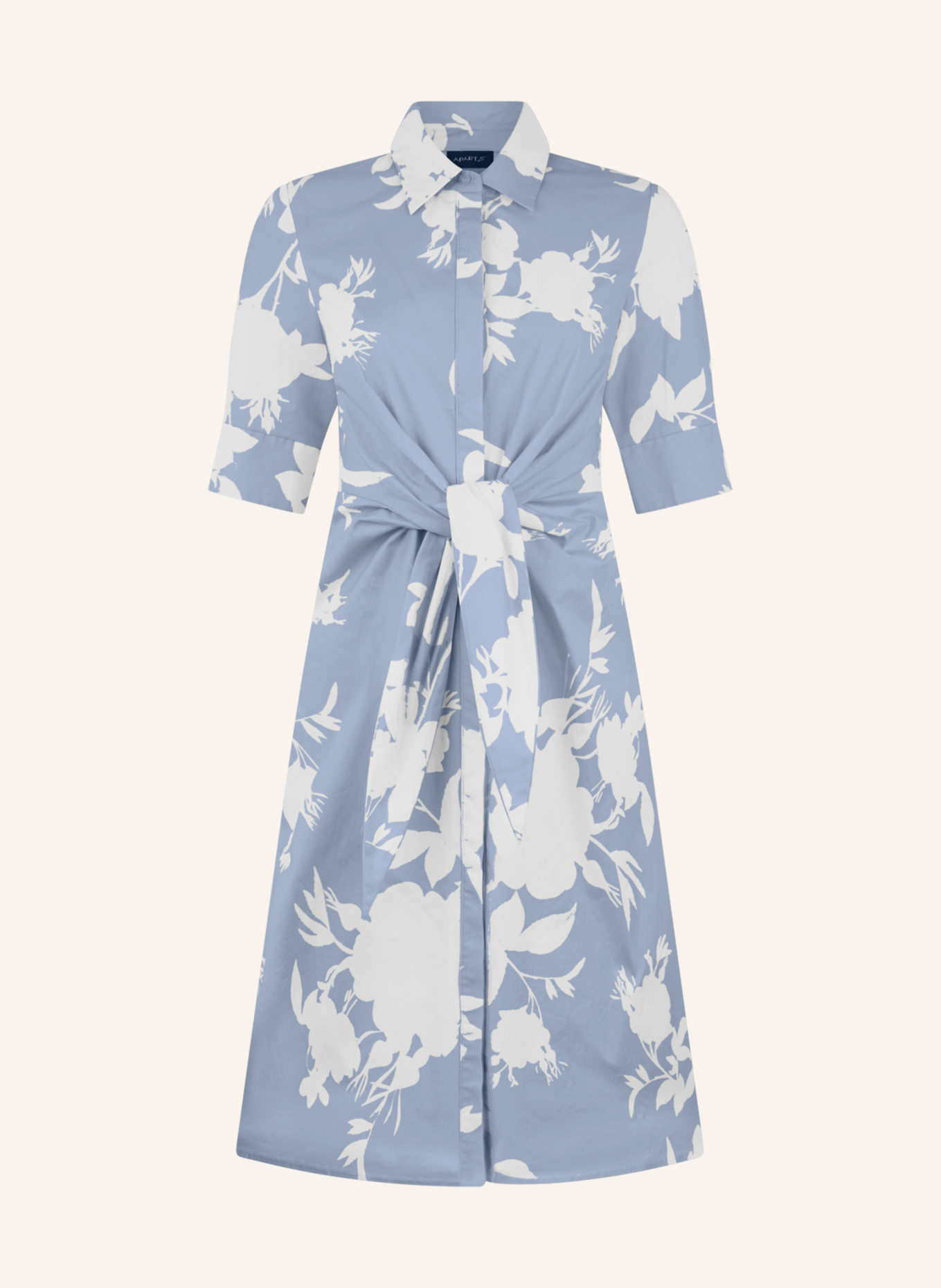 APART Kurzes bedrucktes Kleid: HELLBLAU/ CREME