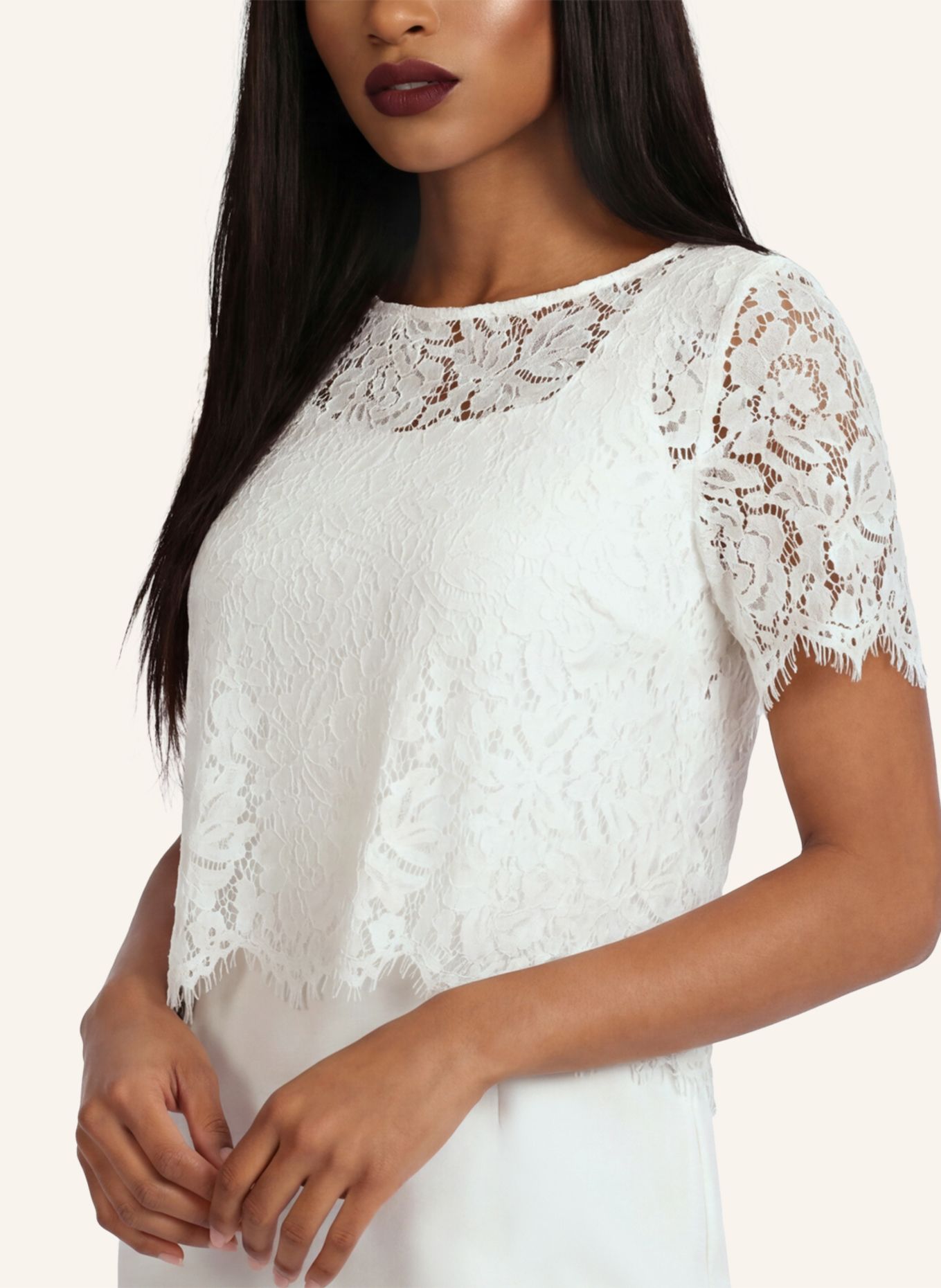 APART Etuikleid mit Spitzenjäckchen: CREME