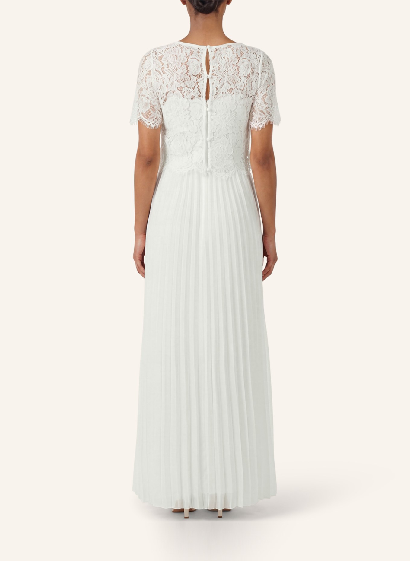 APART Set: Abendkleid und Blusenshirt aus Spitze: CREME