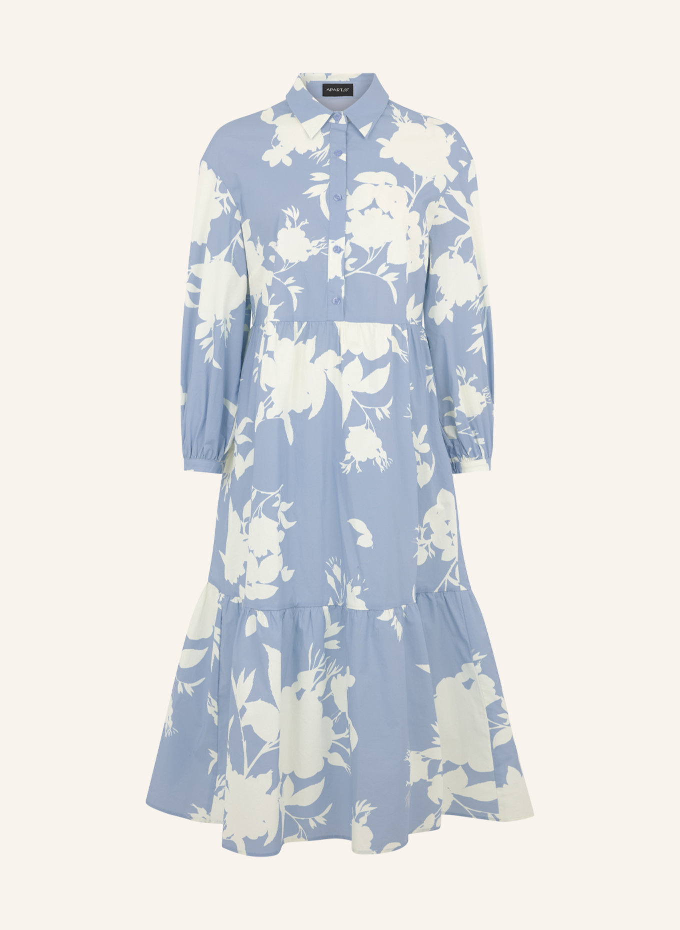 APART Midi Kleid: HELLBLAU/ CREME
