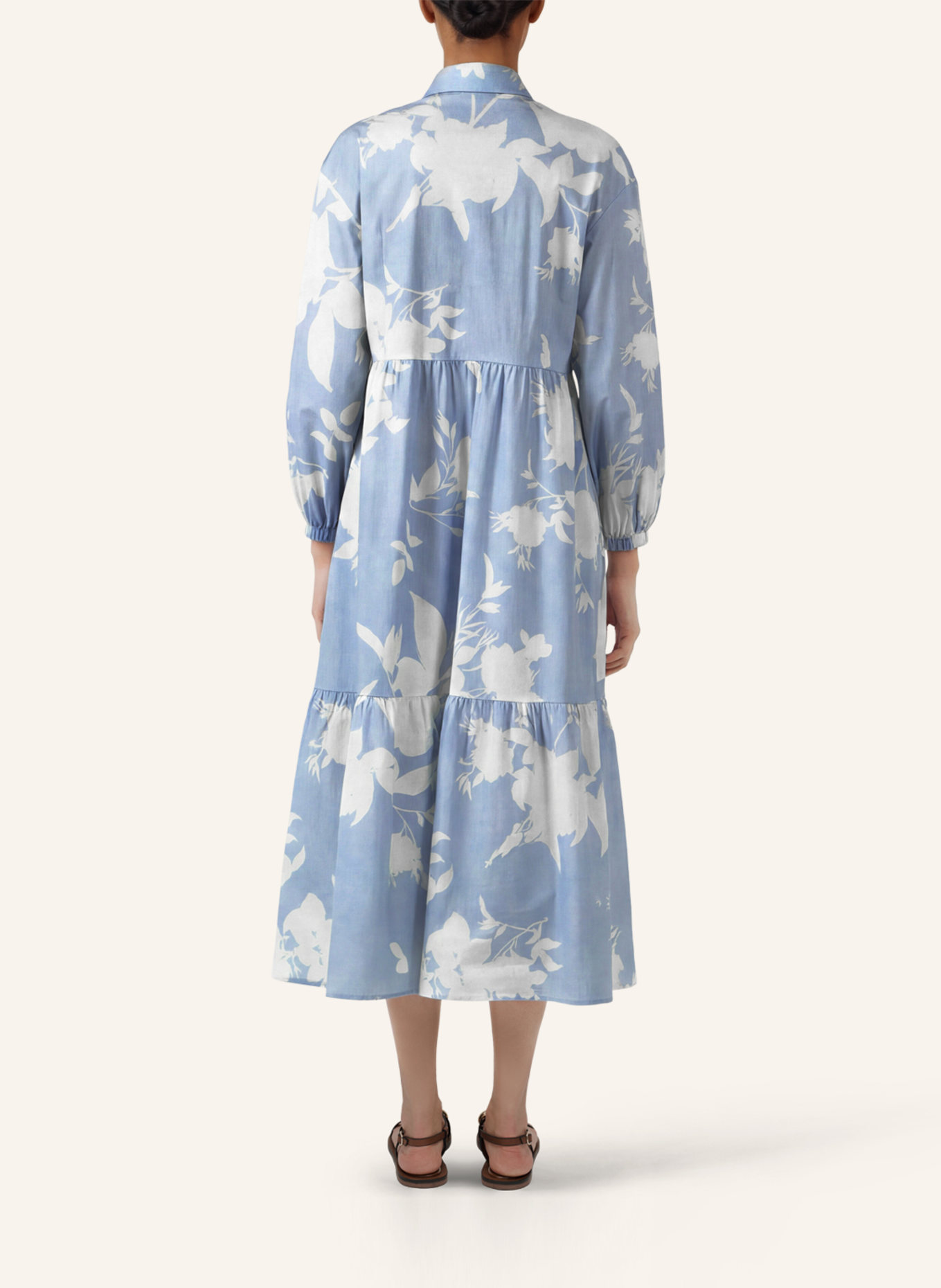 APART Midi Kleid: HELLBLAU/ CREME