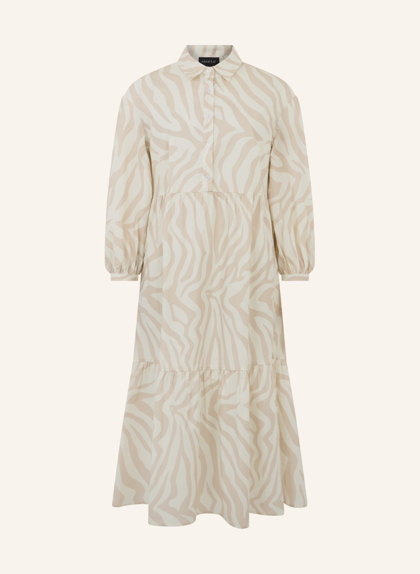 APART Midi Kleid: BEIGE/ WEISS