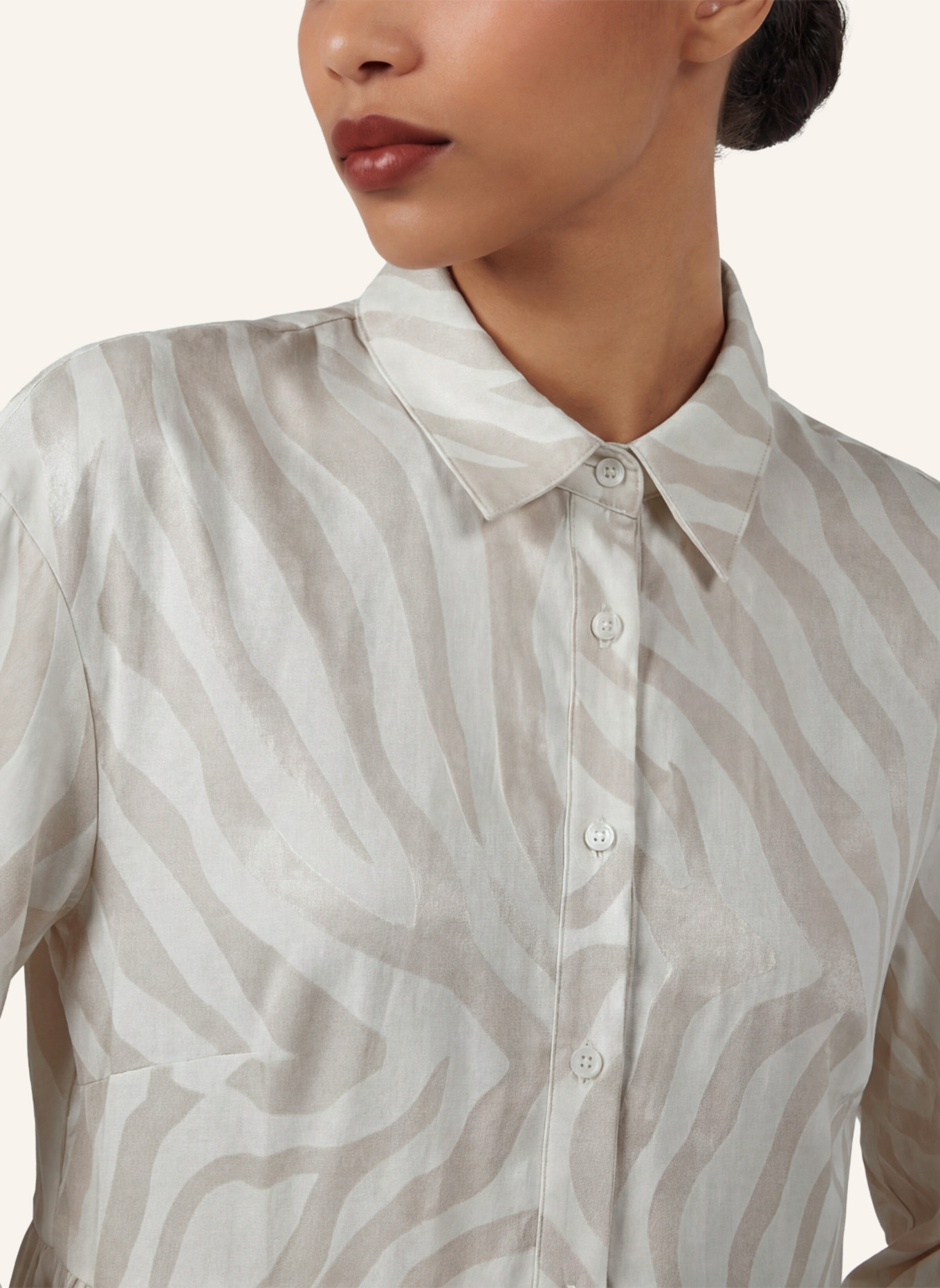 APART Midi Kleid: BEIGE/ WEISS